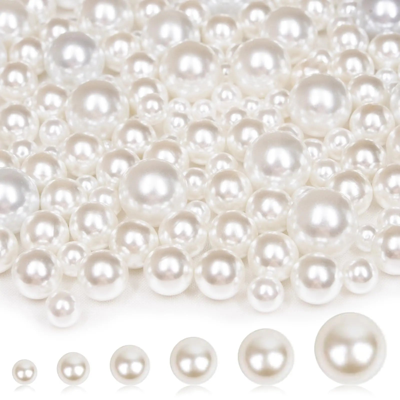 2000PCS Pearls for Crafting, Ivory No Hole Beads for Centerpieces Vases, Assorted Sizes Bulk Fake Pearls Beads for Vase Filler, Candles Centerpiece, DIY Crafts, Jewelry Making (4/6/8/10/14/20mm)