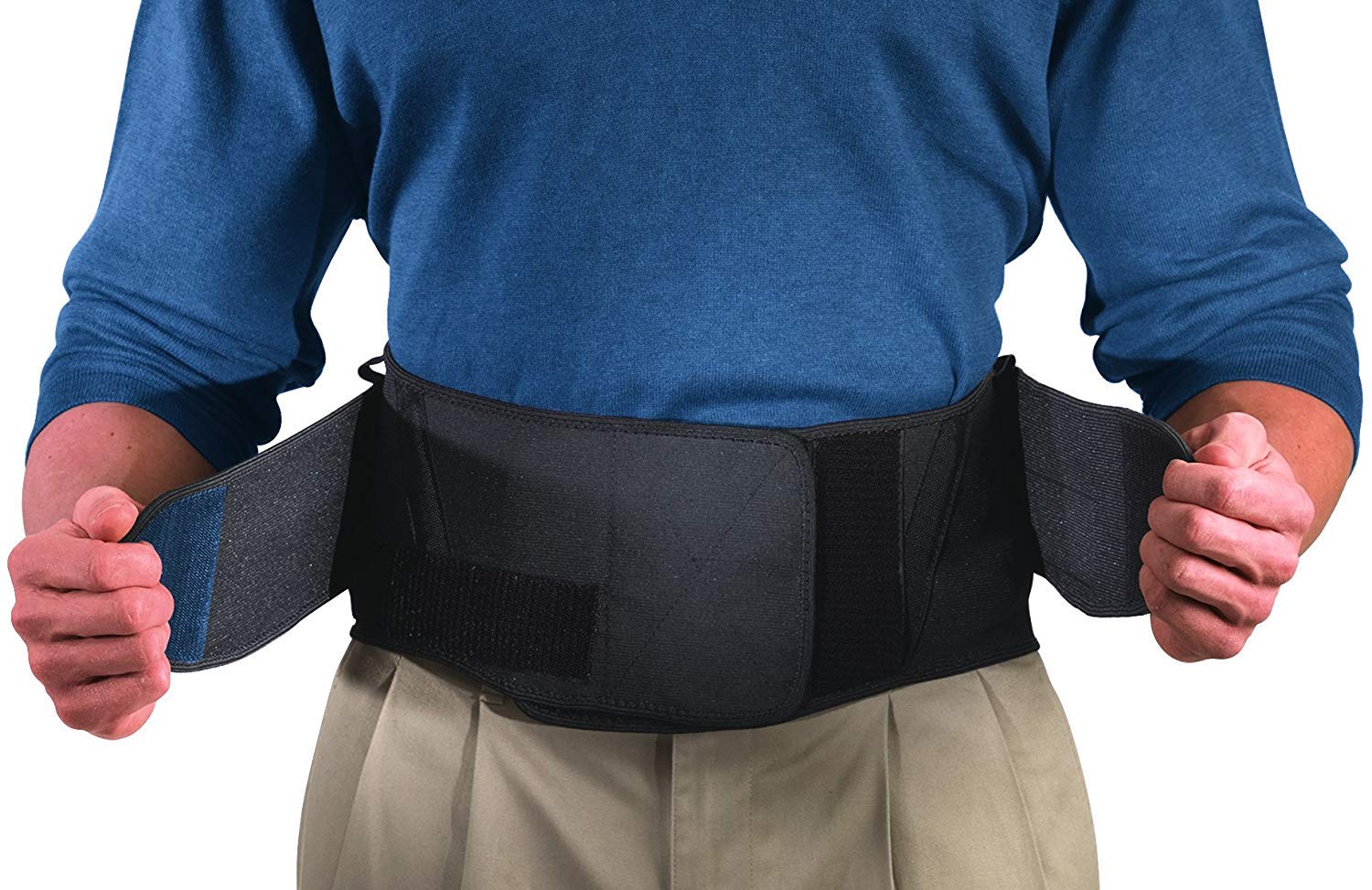 MUELLER Sports Medicine Lumbar Back Brace with Removable Pad, Ideal for Upper and Lower Back Pain, Relief & Support for Men and Women, Strains, Sciatica, Scoliosis, Black, Regular Size