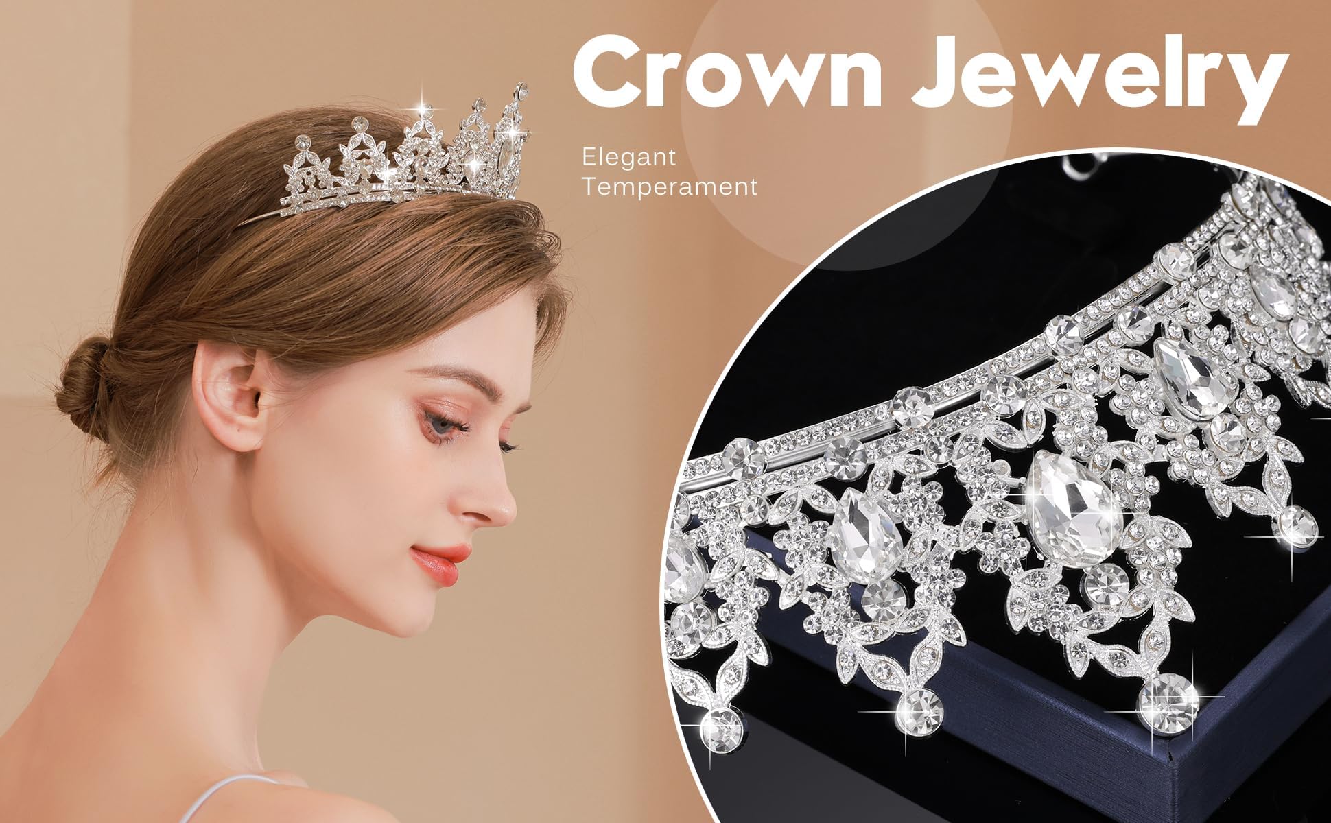 Kamirola - Queen Crown and Tiaras Princess Crown for Women and Girls Crystal Headbands for Bridal, Princess for Wedding and Party（01） (Silver)