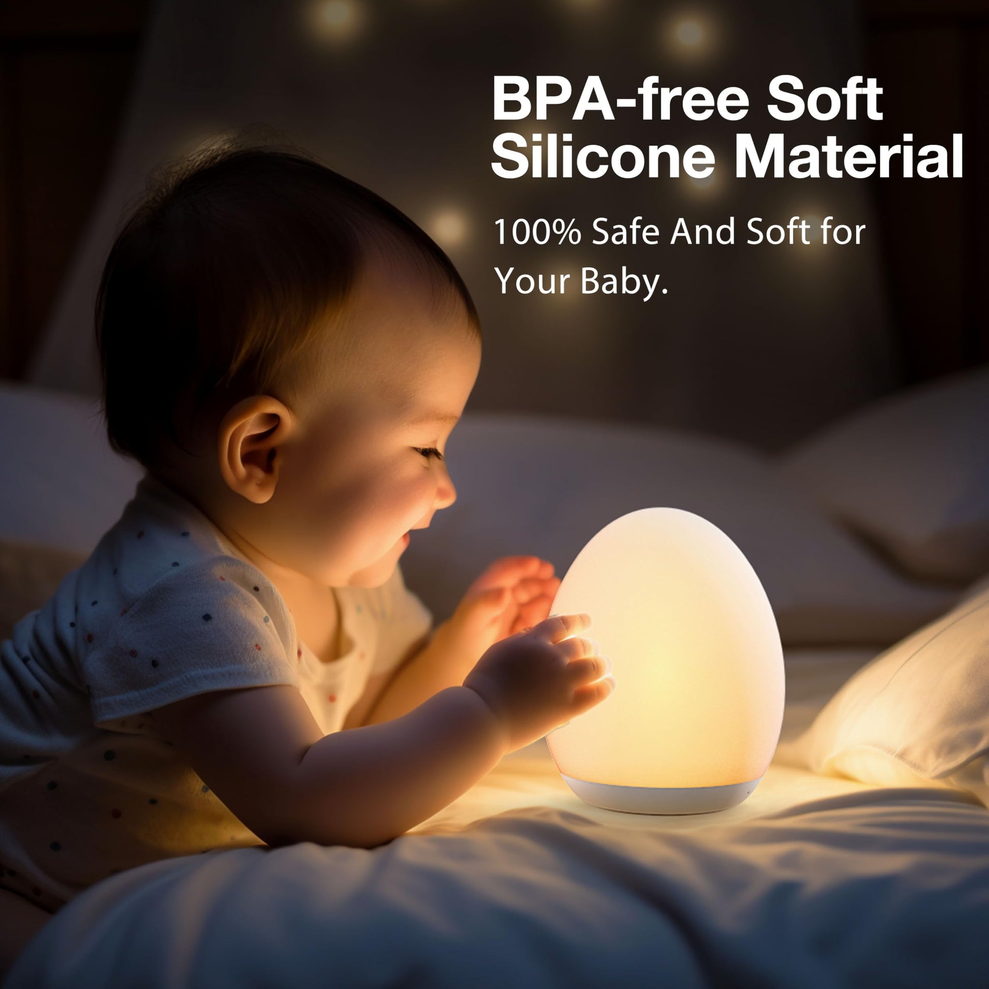 JolyWell Night Light for Kids, Baby Egg Light with 7 Colors Changing Mode & Stepless Dimming, Nursery Night Lamp BPA Free,Rechargeable Egg Night Light for Breastfeeding 1h Timer & Touch Control