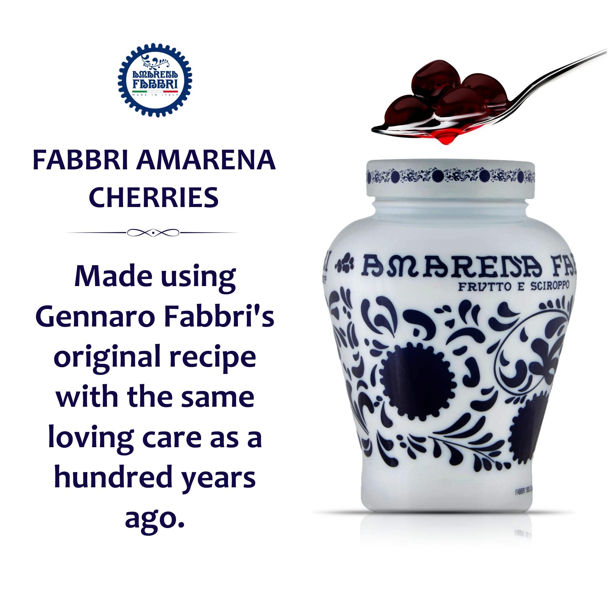 Fabbri Amarena Wild Cherries in Syrup, Gluten Free, Non- GMO, Vegan, 21 Ounce