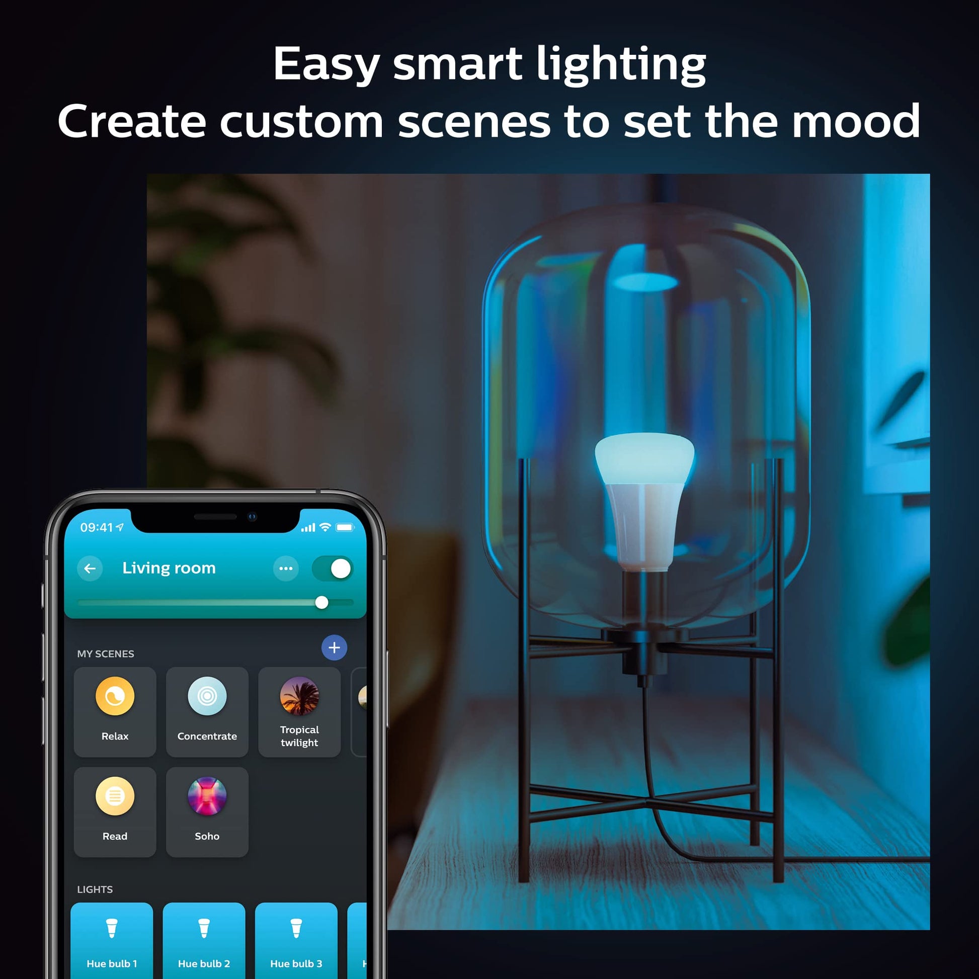 Philips Hue Smart 60W A19 LED Bulb - White and Color Ambiance Color-Changing Light - 2 Pack - 800LM - E26 - Indoor - Control with Hue App - Works with Alexa, Google Assistant and Apple Homekit