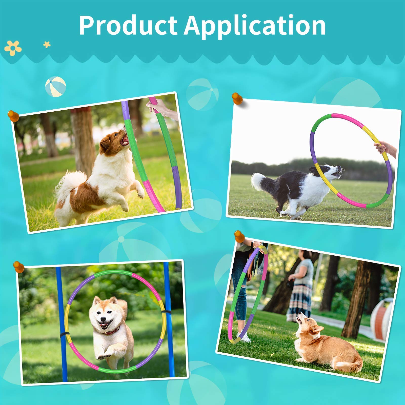 2 Pack Toy Color Hoop for Kids, Size Adjustable & Detachable Length Kids Adjustable Hoop Plastic Toys for Kids Adults Party Games, Gymnastics, Dog Agility Equipment, Christmas Wreath
