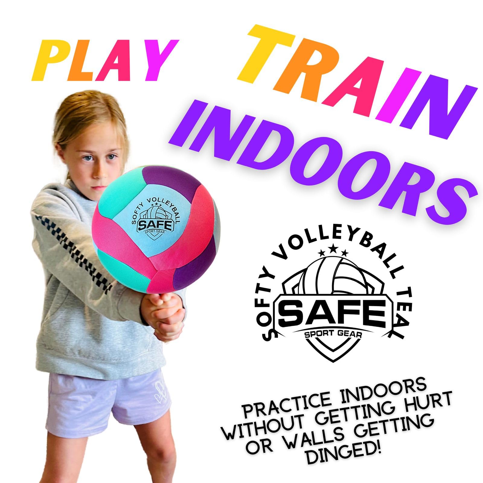 Softy Volleyball - Super Soft Designed for Pain-Free Play - Awesome Kids Indoor Ball with a Realistic Feel and Bounce - Perfect Ball for House (Softy Volleyball Teal)