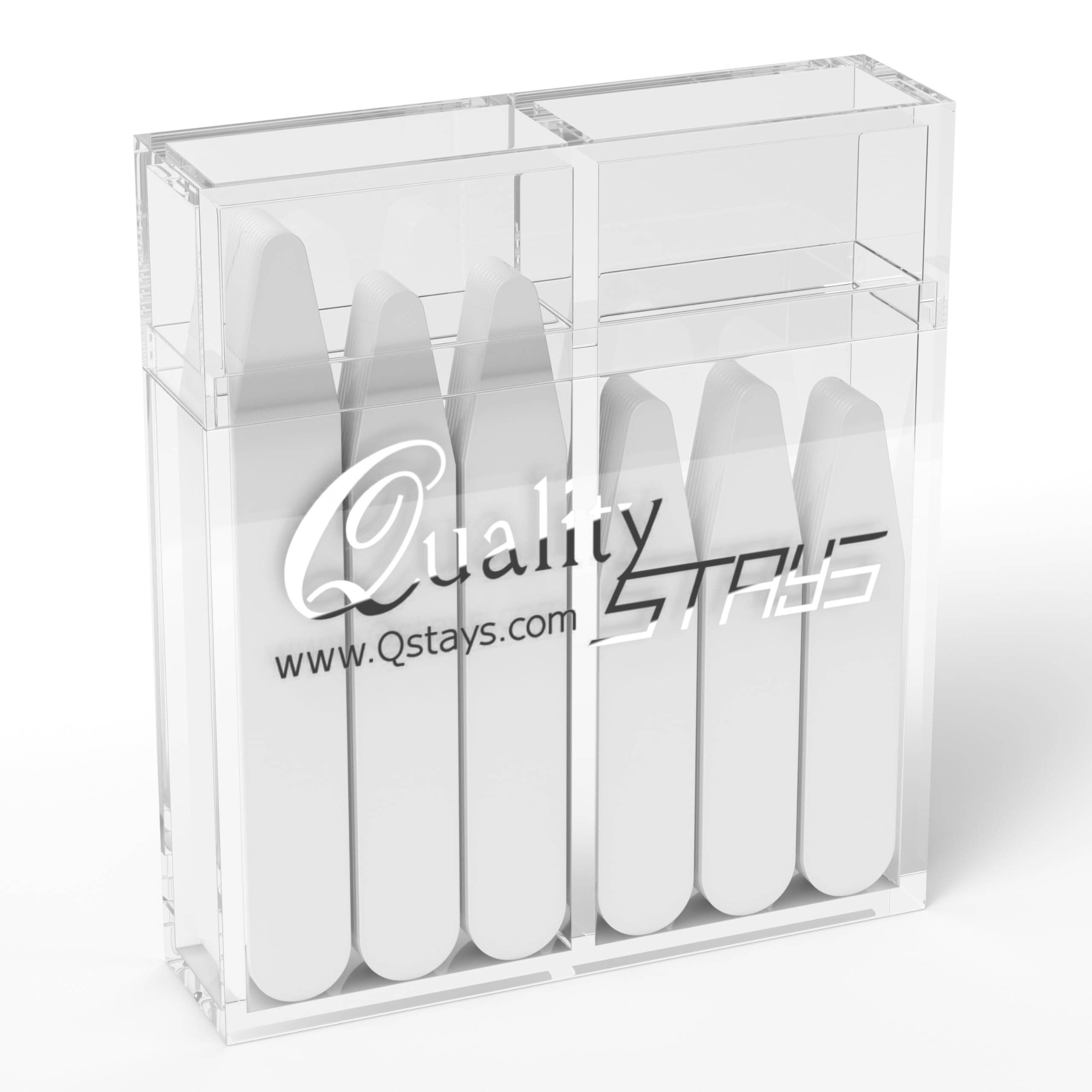 60 Plastic Collar Stays for Men's Dress Shirts with Storage Holder – 4 Assorted Sizes