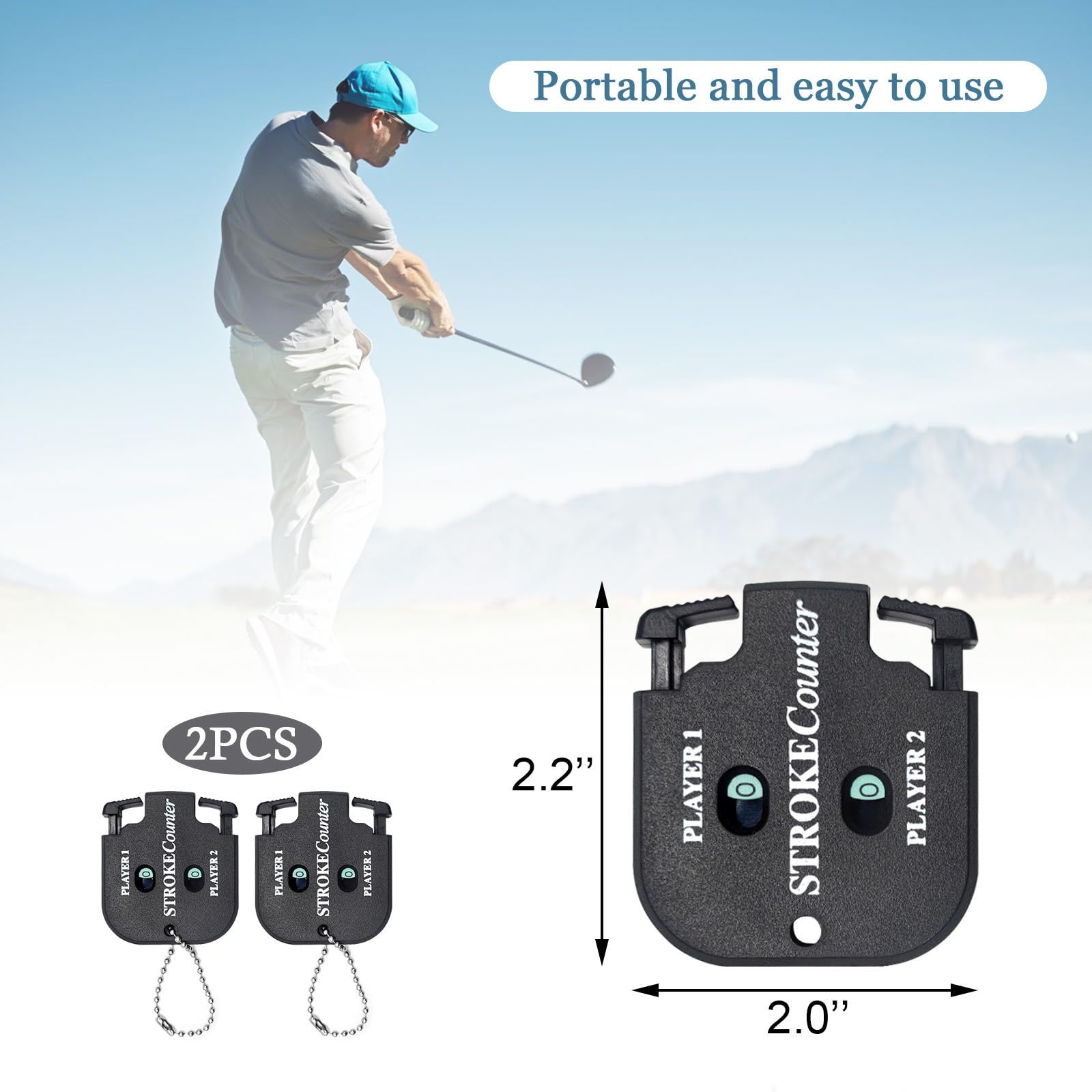 Medsuo 2pcs Golf Score Indicator 2 Player Stroke Counter Clicker Portable Golf Handy Count Shot for Different Kinds of Competitions and Games
