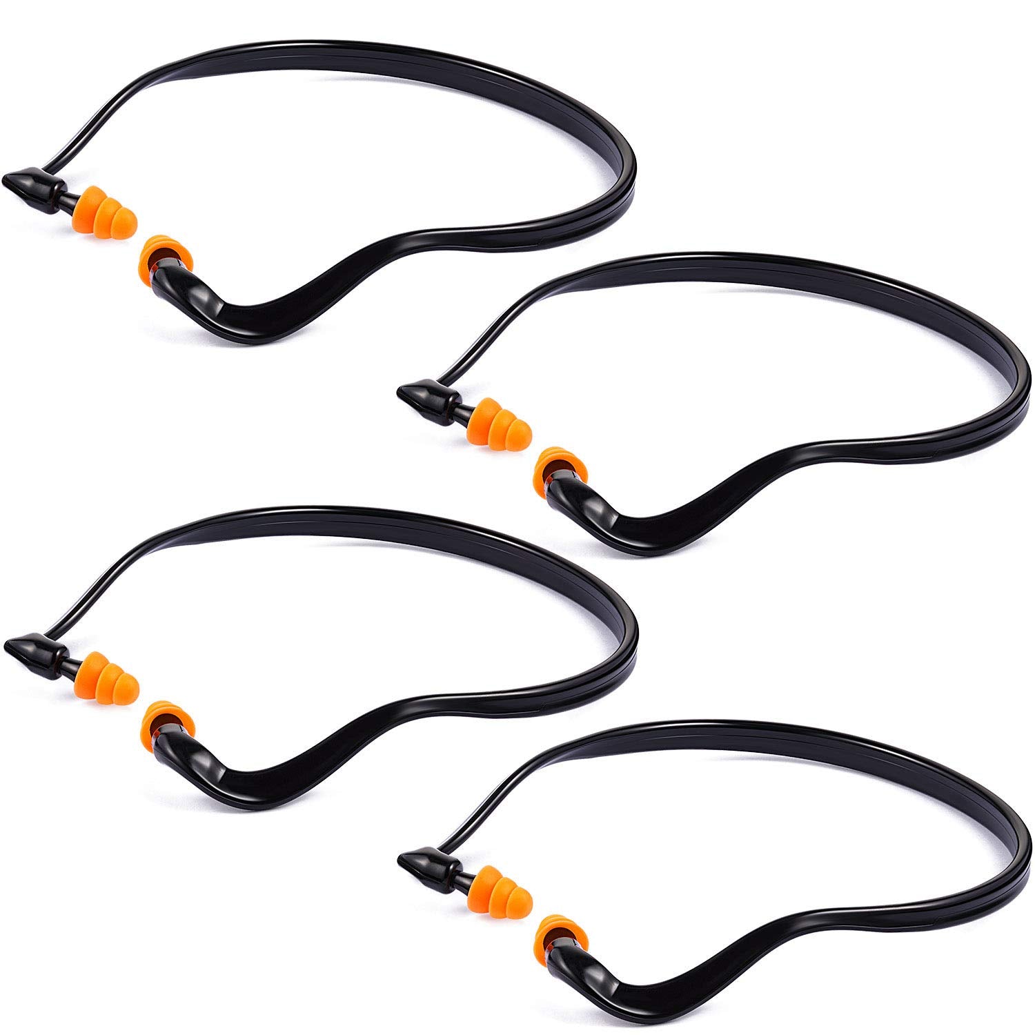 BBTO Banded Earplugs for Shooting Range Band Ear Plugs Lightweight Silicone Earplugs for Hearing Protection, Noise Reduction, Work, Construction, Sleeping, Concerts, Sports Racing(Orange,4 Pcs)
