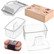3-Piece Clear Musubi Maker Kit with Luncheon Meat Slicer - Non-Stick Onigiri Press Mold, BPA-Free Sushi Mold for Hawaiian Musubi