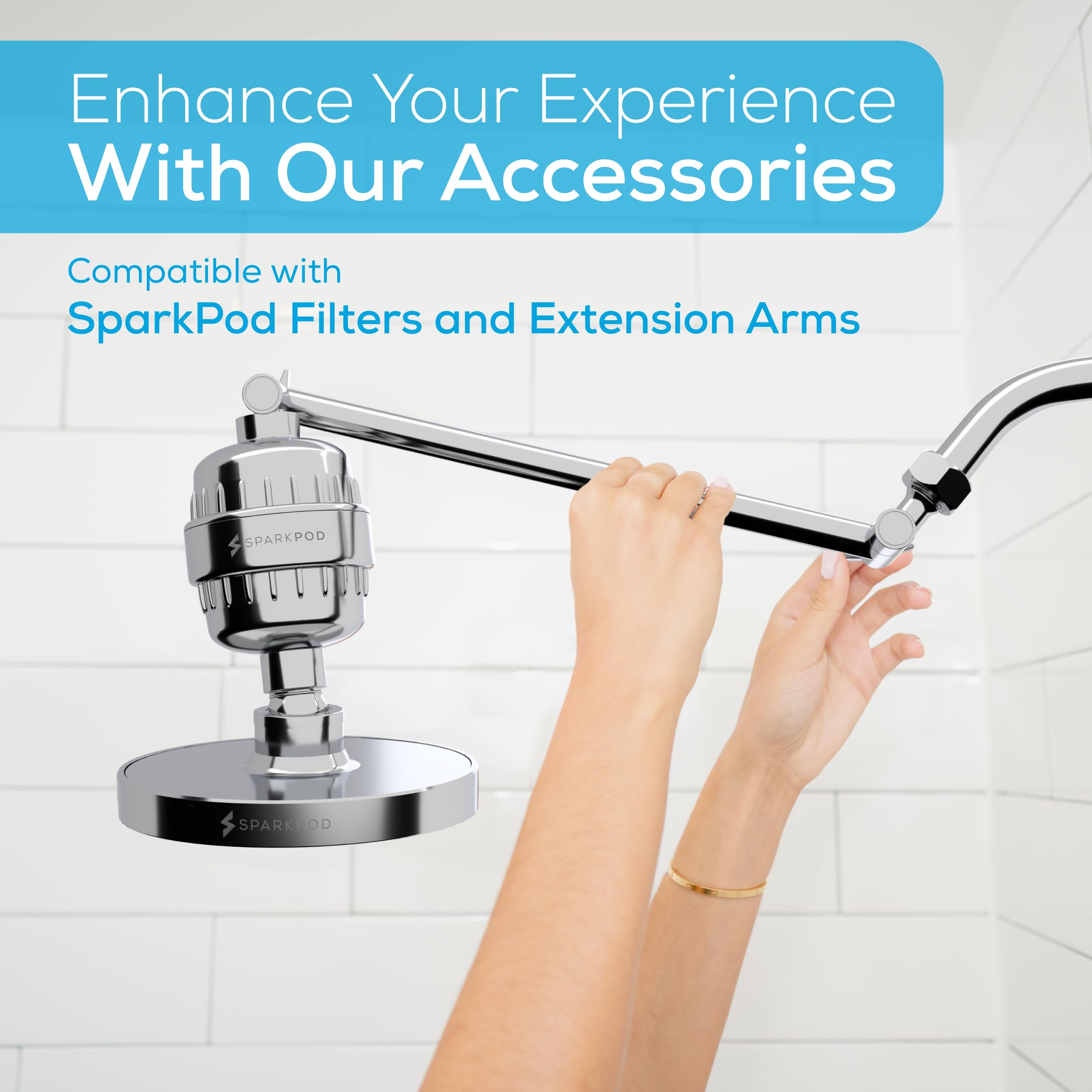 SparkPod Shower Head - High Pressure Rain - Premium Quality Luxury Design - 1-Min Install - Easy Clean Adjustable Replacement for Your Bathroom Shower Heads (Luxury Polished Chrome, 6 Inch Round)
