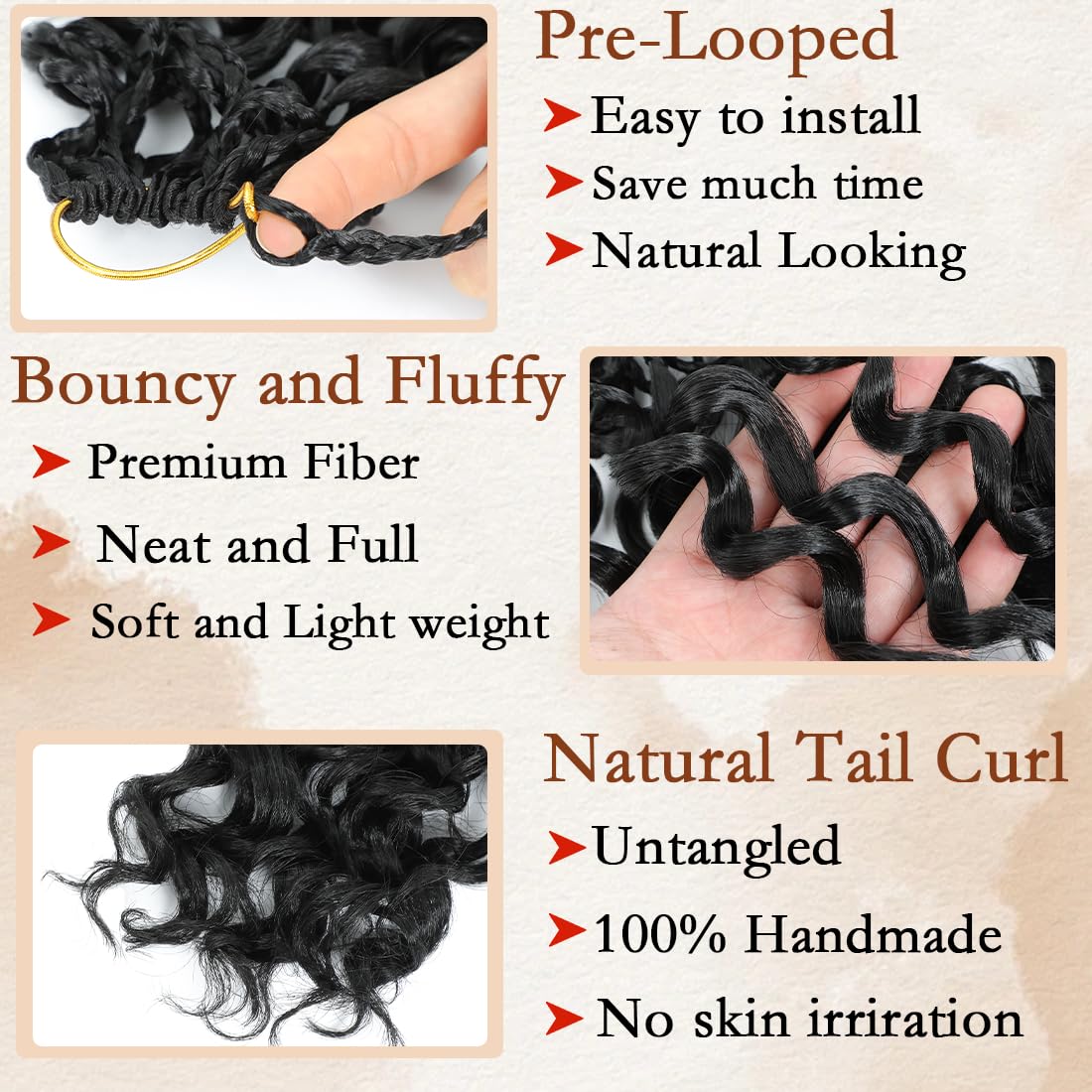Pre looped Gogo Curl Crochet Hair 12 Inch 8 Packs Pre twisted Short Curly Crochet Hair for Black Women Ocean Wave Braiding Hair Water Wave Deep Braiding Hair (12 inch 1B)