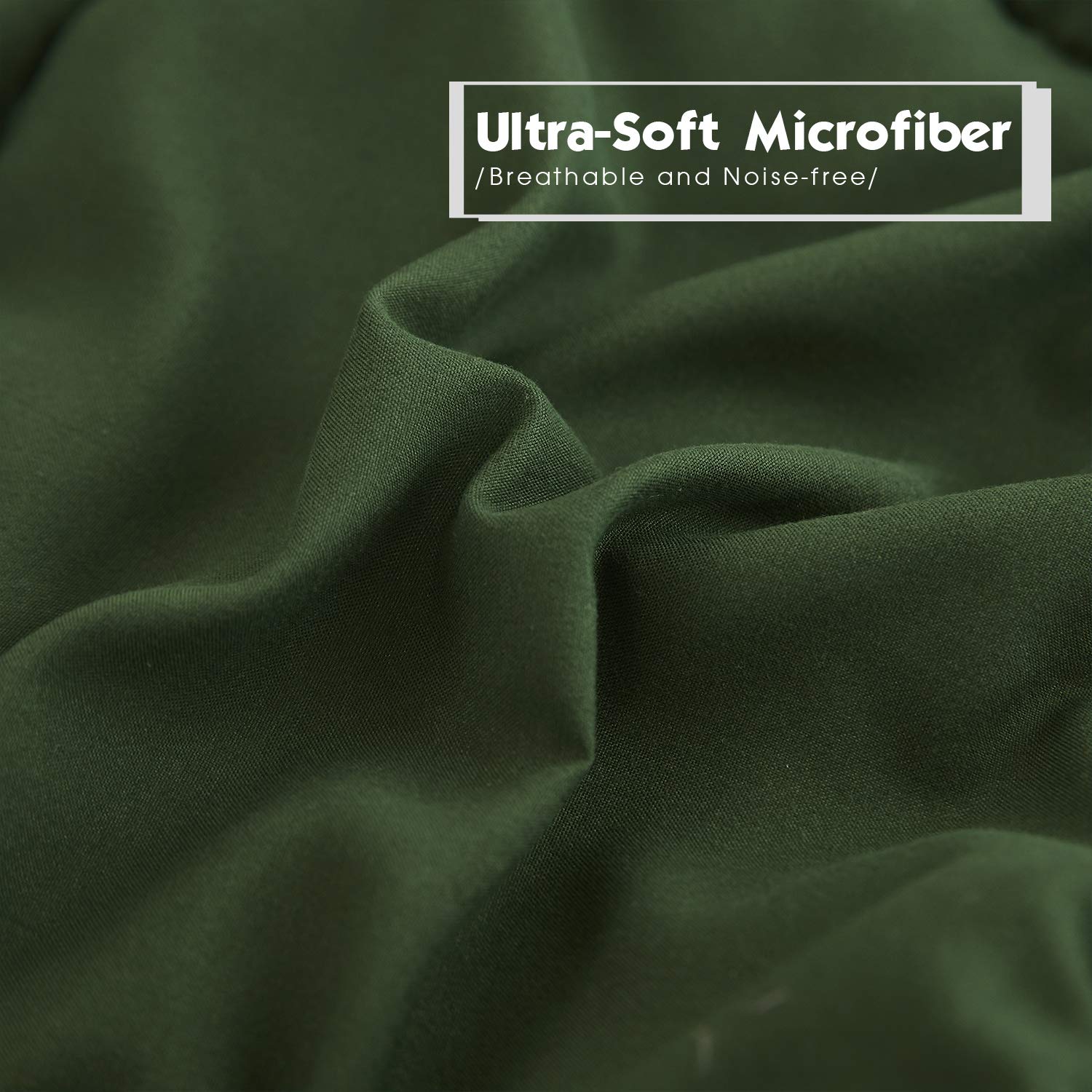 HIG 3pc Green Queen Comforter Set Duvet Insert, Reversible, All Season, Box Stitched, with Corner Tabs, Soft, Fluffy