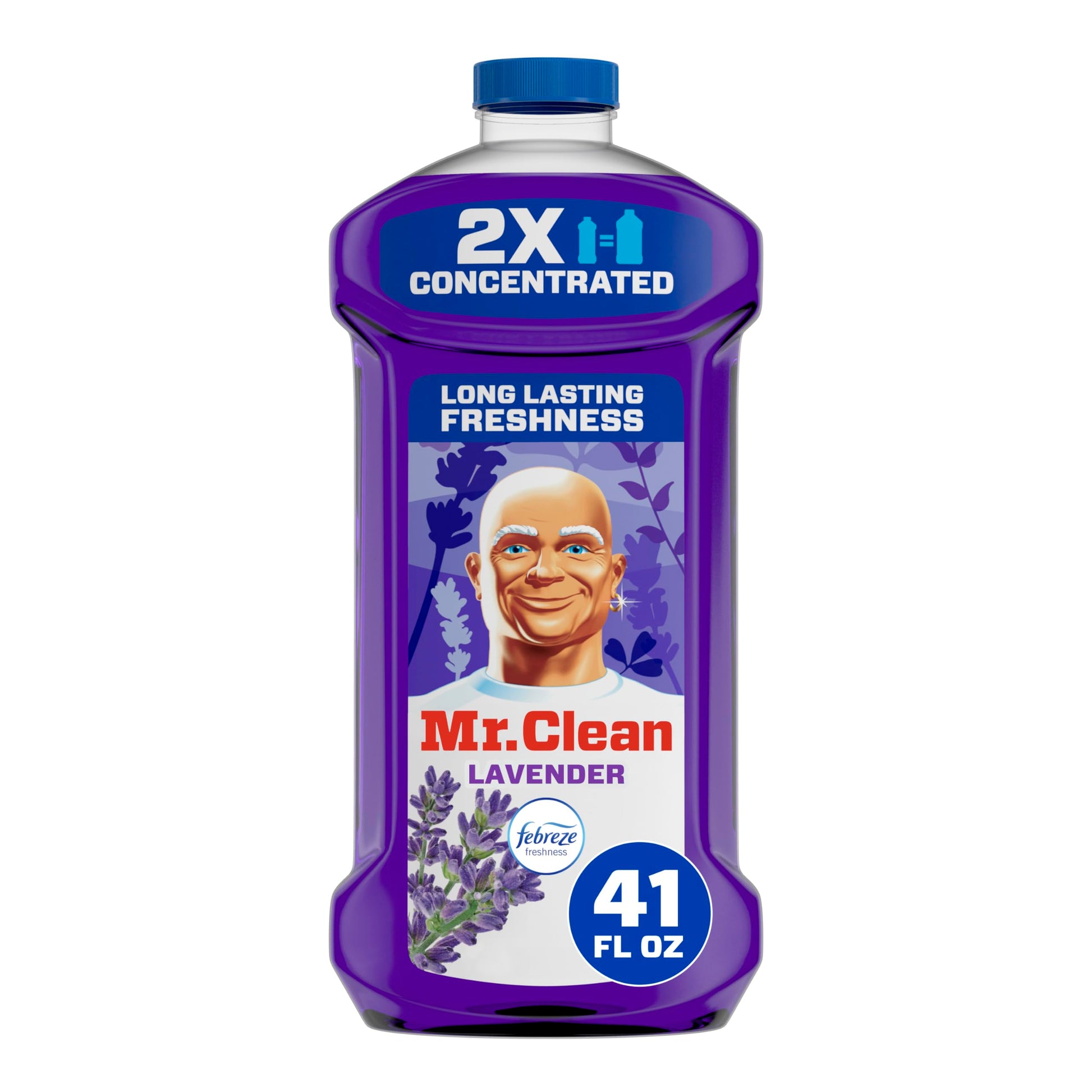 Mr. Clean All Purpose Cleaner, Floor Cleaner for Mopping Home, Bathroom, & Kitchen, Cleaning Liquid for Mop & Bucket, Cleaning Supplies, Multi-Surface Dilutable, Lavender, 41oz