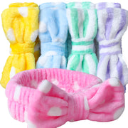 Teenitor 5pcs Makeup Headband with Removable Bow, Spa Headband for Washing Face, Makeup, Shower, Microfiber Skin Care Hairband for Girls Women Gift