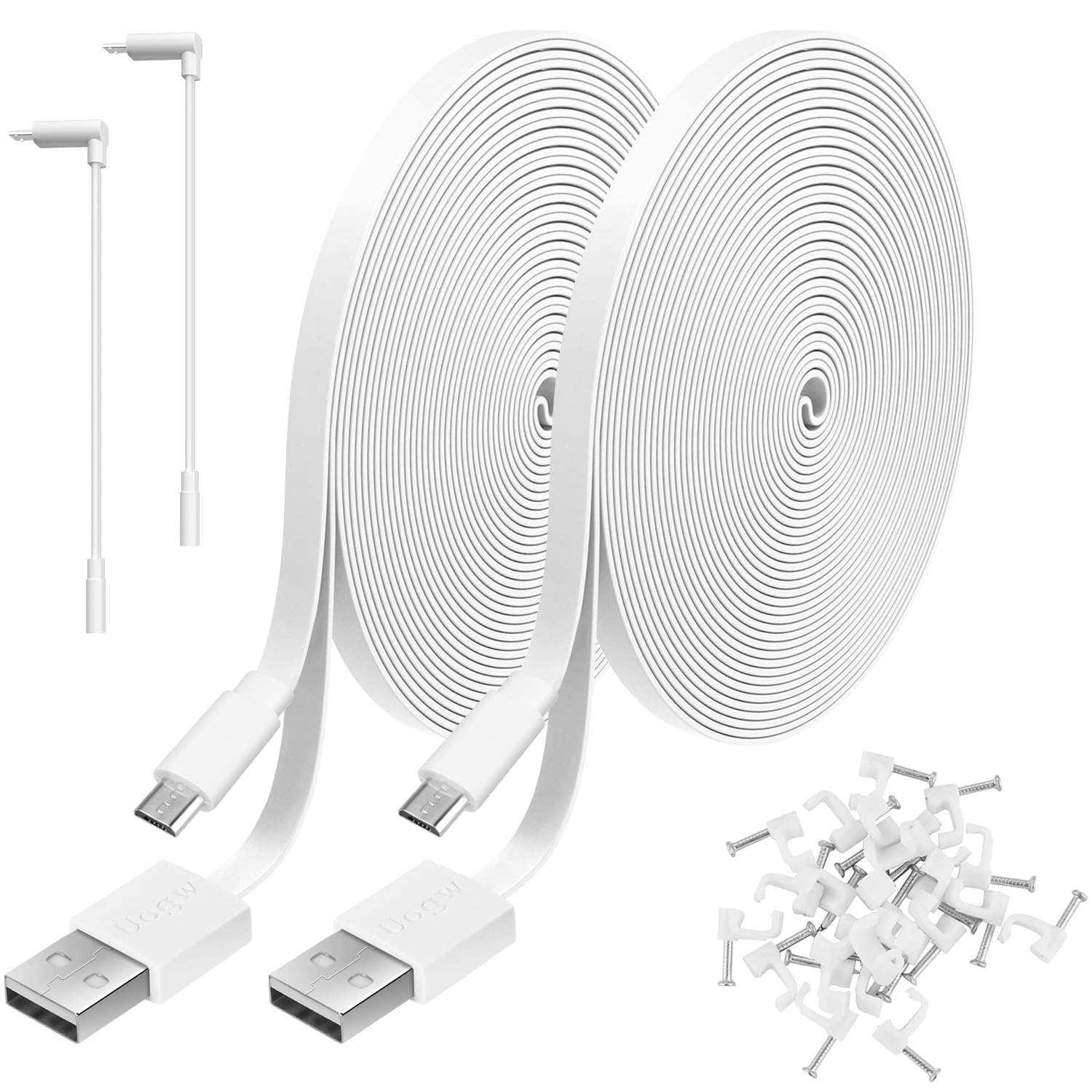 2 Pack 20FT Power Extension Cable Compatible with Wyze Cam V4,Wyze Cam v3,Wyze Cam Pan,WYZE Cam OG,NestCam Indoor,Blink, Cloud Camera,USB to Micro USB Durable Charging and Data Sync Cord(White)