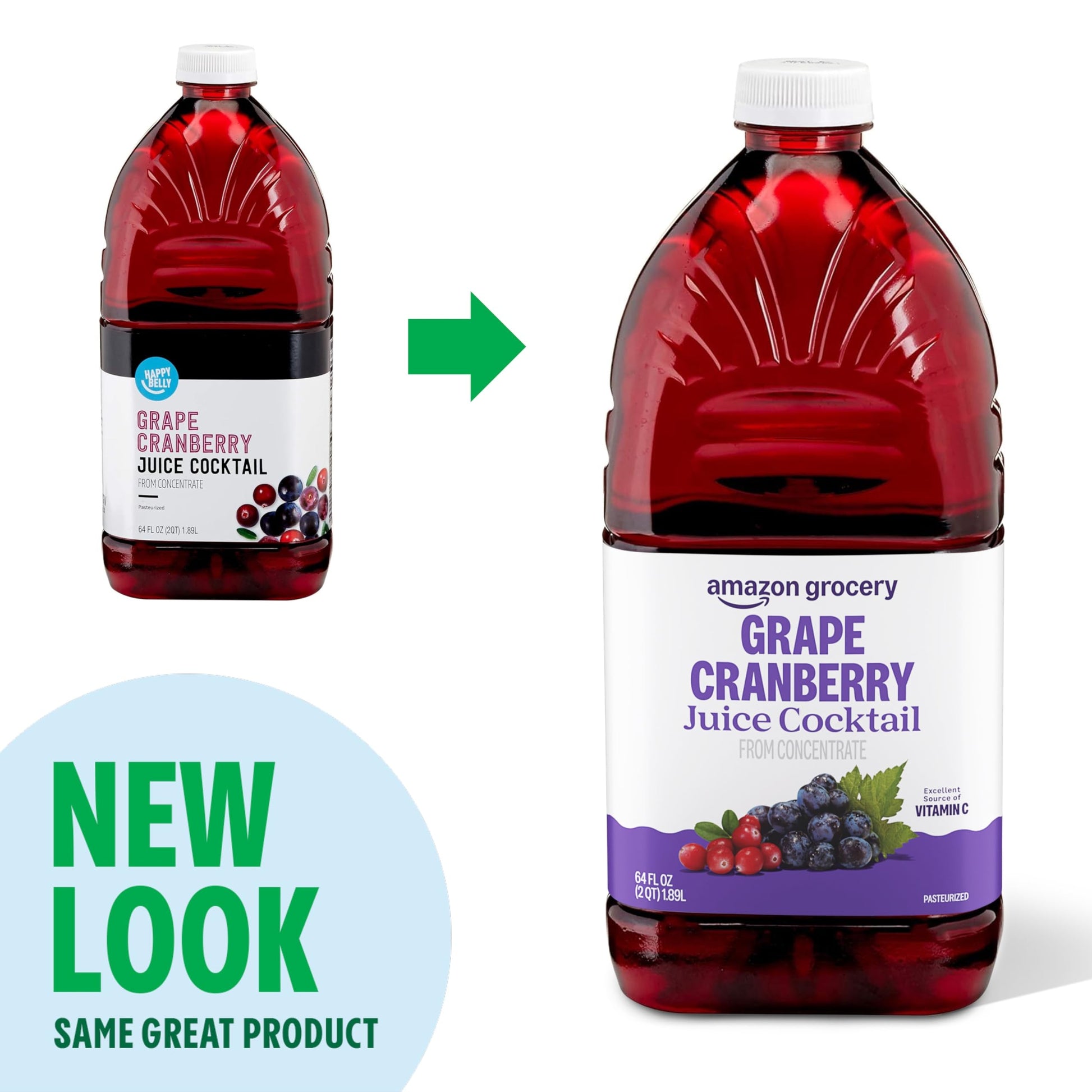 Amazon Grocery, Grape Cranberry Juice Cocktail, 64 Fl Oz (Previously Happy Belly, Packaging May Vary)