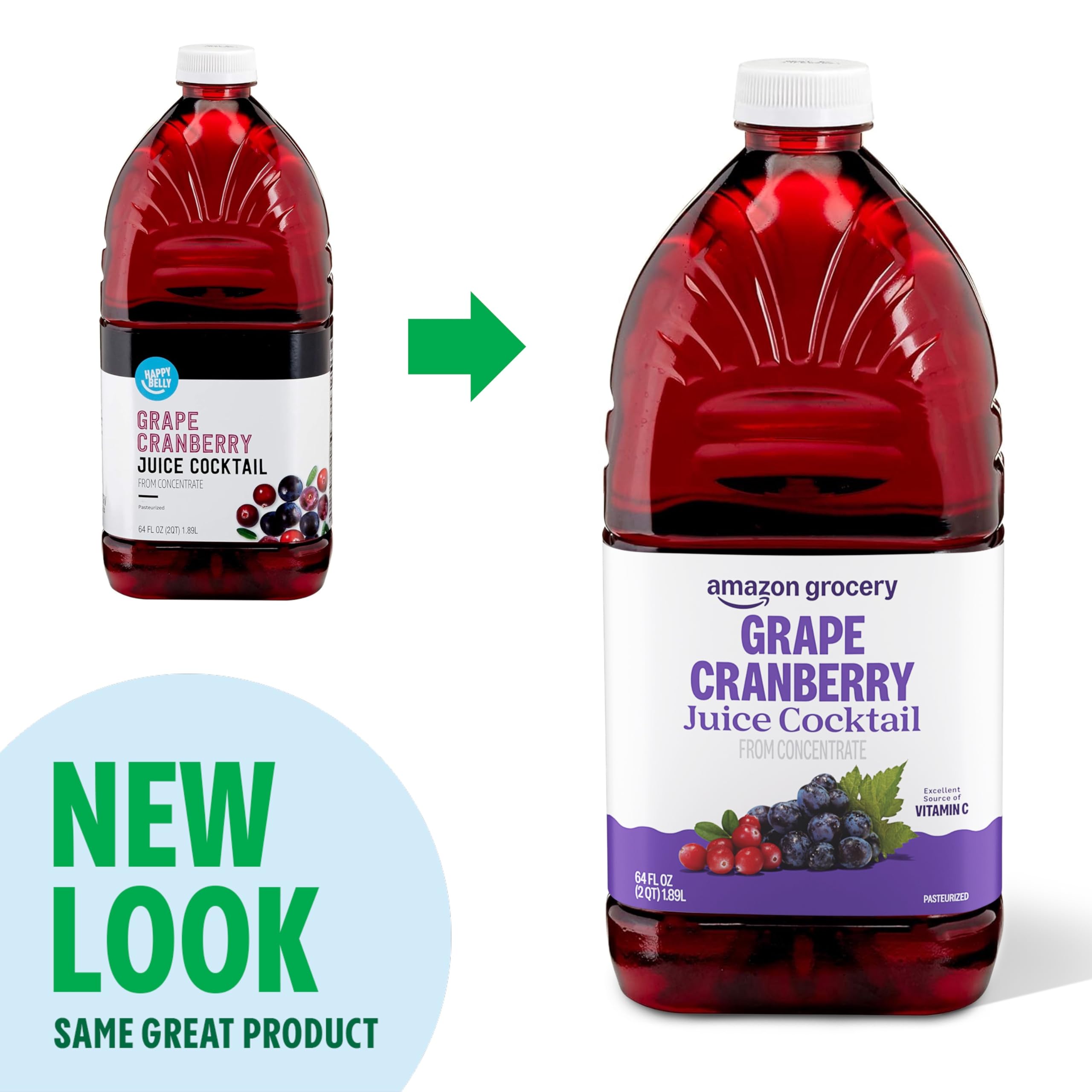 Amazon Grocery, Grape Cranberry Juice Cocktail, 64 Fl Oz (Previously Happy Belly, Packaging May Vary)