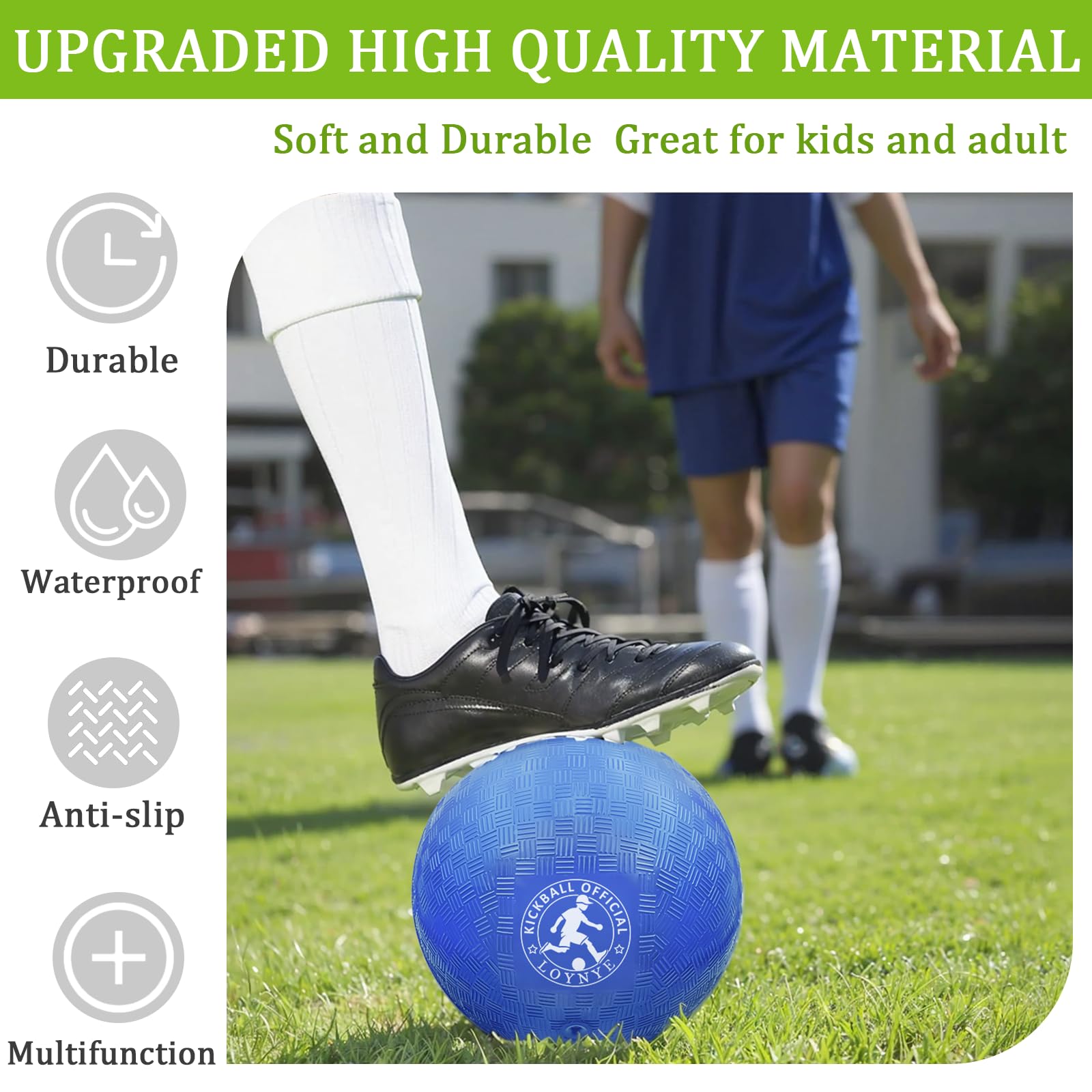 LOYNYE 10 Inch Dodgeball Balls Playground Ball Kickball, Dodge Balls for Kids, Kickballs Handball for Indoor Outdoor Games Four Square Balls, Includes Pump