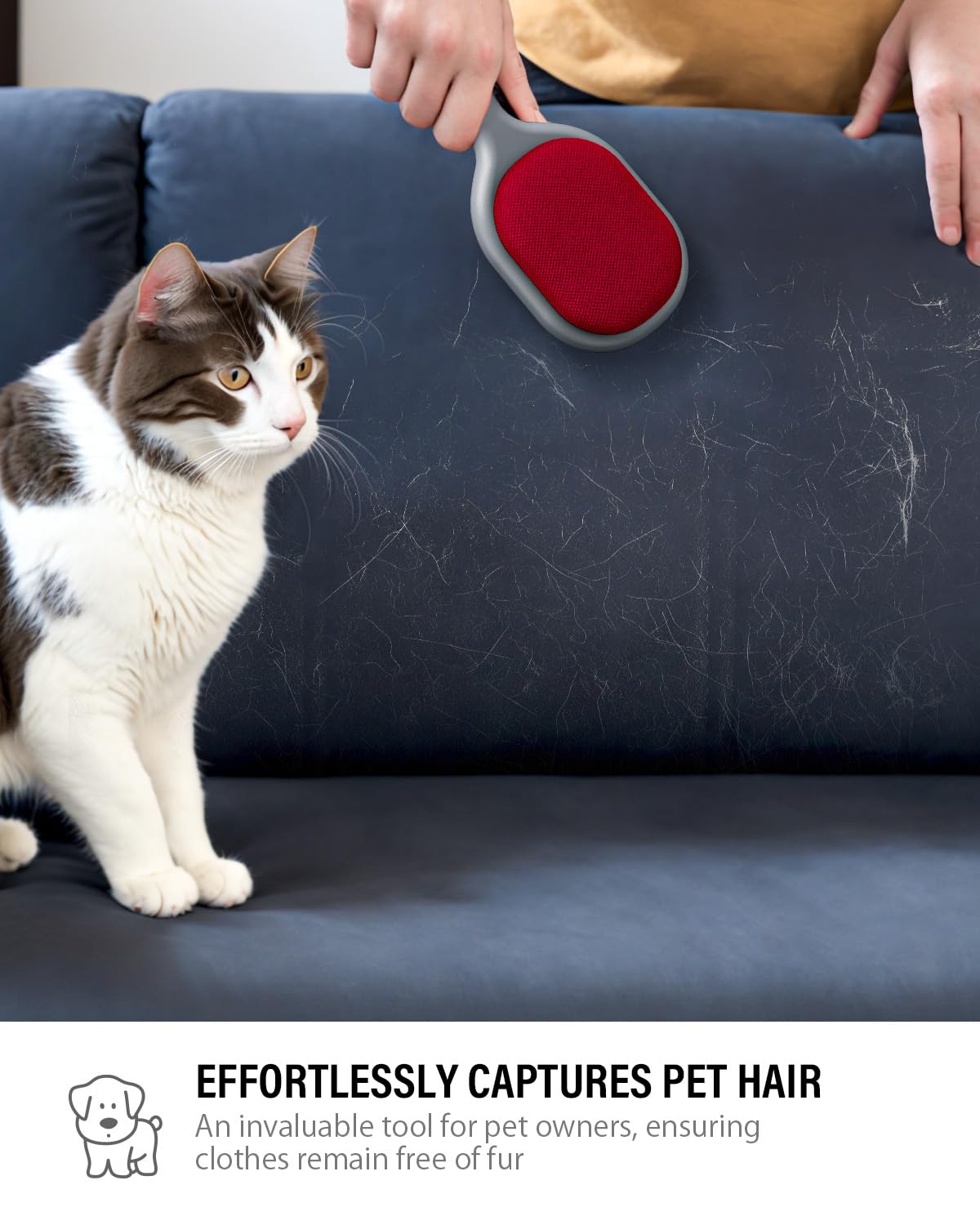 VASSON Double-Sided Lint Brushes, Classic Velvet Brush for Furniture and Clothing, Ideal for Pet Hair Removal