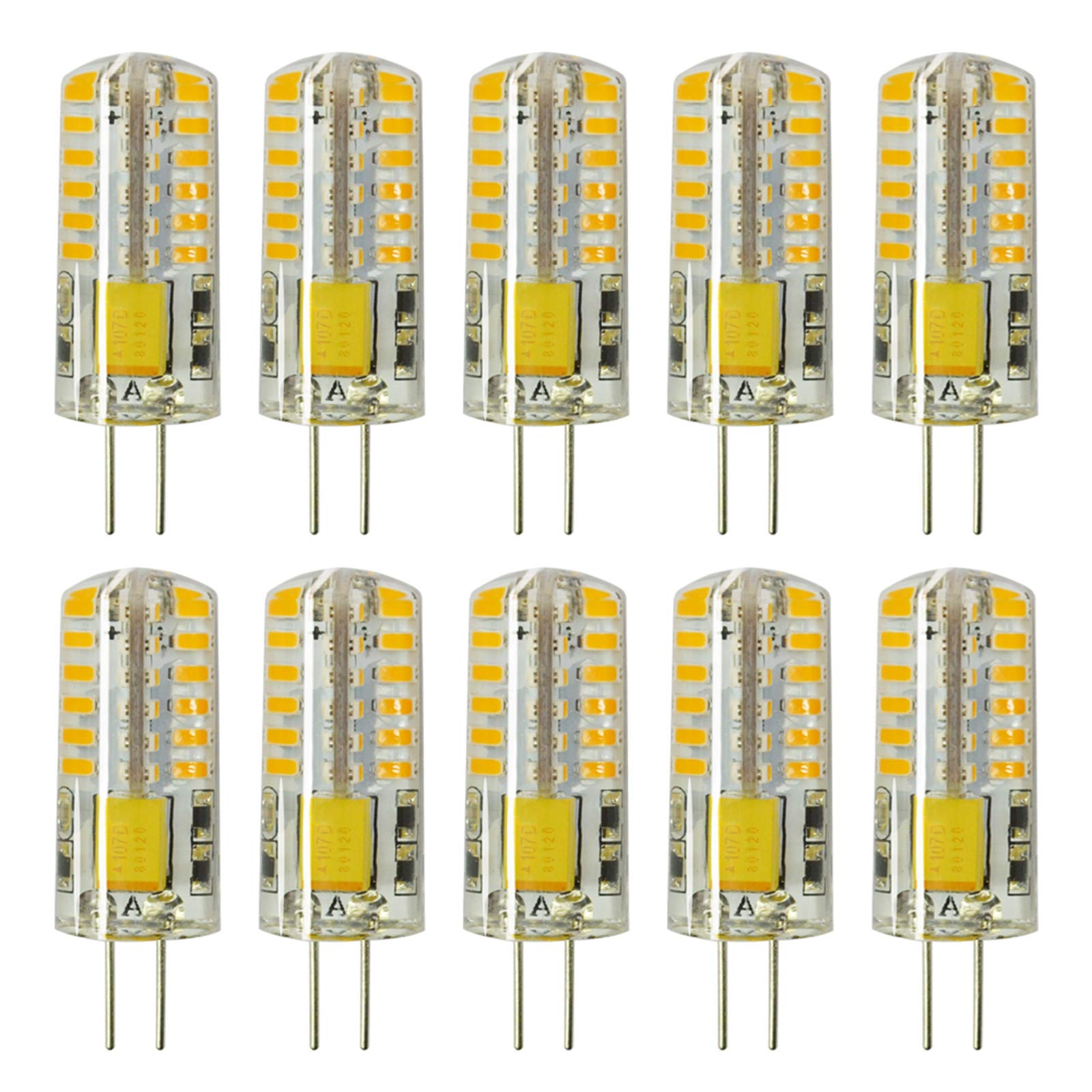 RAYHOO 10pcs G4 LED Bulbs JC Bi-Pin Base Light Bulbs 3W AC/DC 12V 20W-30W T3 Halogen Bulb Replacement Landscape Bulbs(Warm White 3000K)