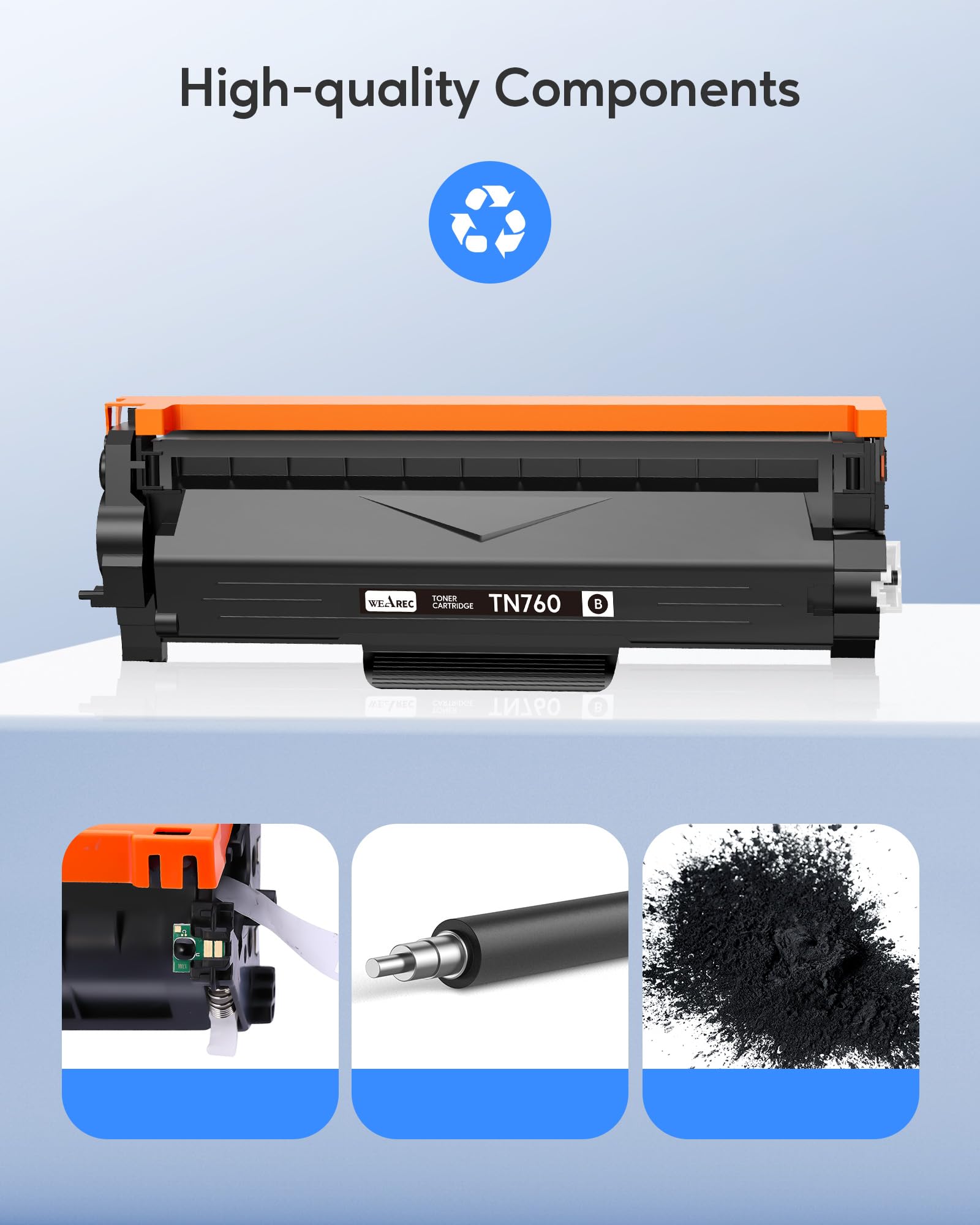 TN760 Toner Cartridges Replacement for Brother Toner TN-730/TN-760 Compatible HL-L2350DW MFC-L2710DW MFC-L2750DW HL-L2395DW HL-L2370DW DCP-L2550DW HL-L2390DW (Black, 2 Pack)