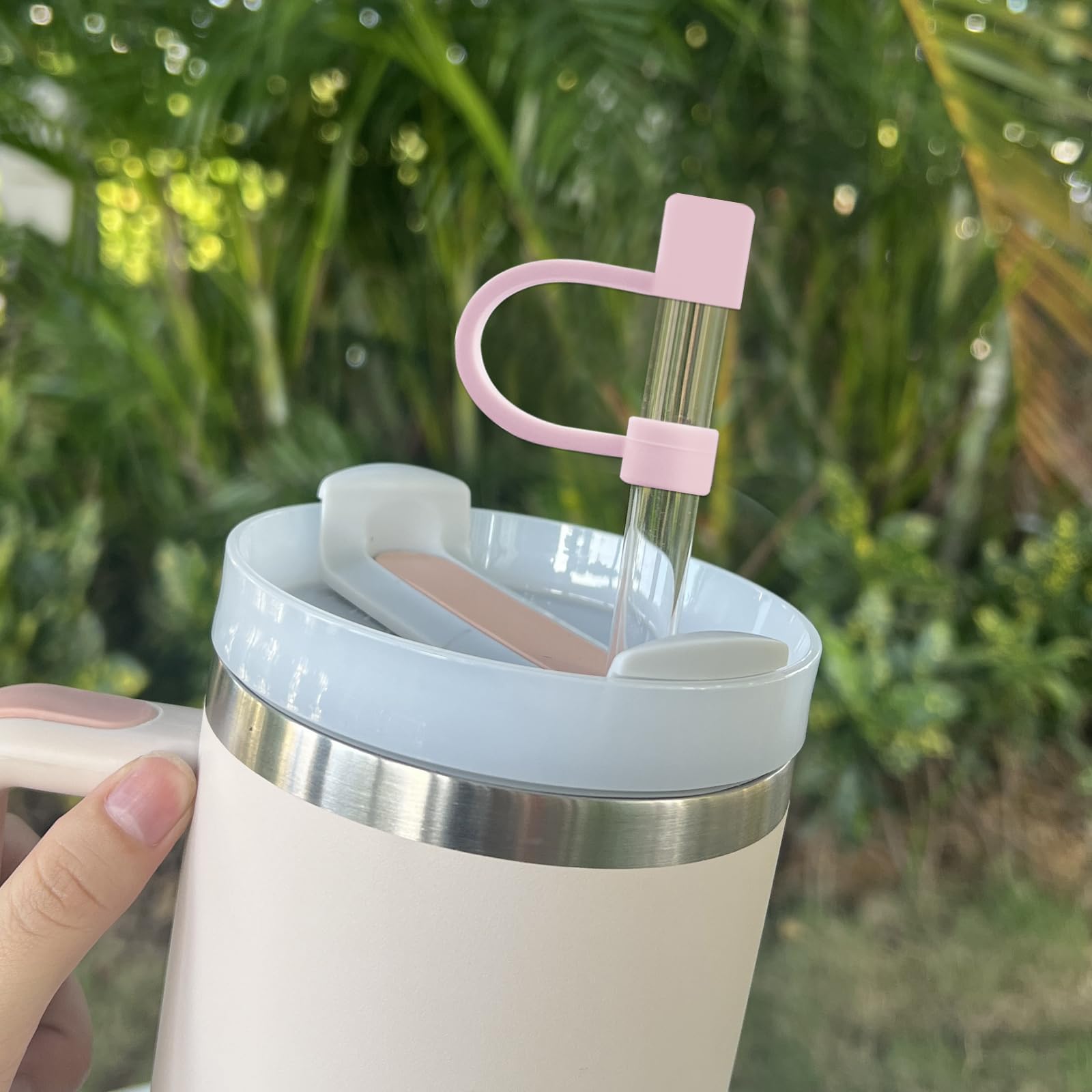 Velaco 5Pcs 0.4in/10mm Diameter Silicone Straw Covers Cap Compatible with Stanley 20 30&40 Oz Cup, Straw Toppers for Stanley 40 Oz Tumbler with Handle, Dust-Proof Straw Caps for Water Bottle