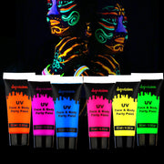 Depvision Glow in the Dark UV Gesichts- und Körperfarbe 6*10ml Neon Schwarzlicht 0.34oz Reaktiv Fluoreszierend für Weihnachten Halloween Party Ungiftig