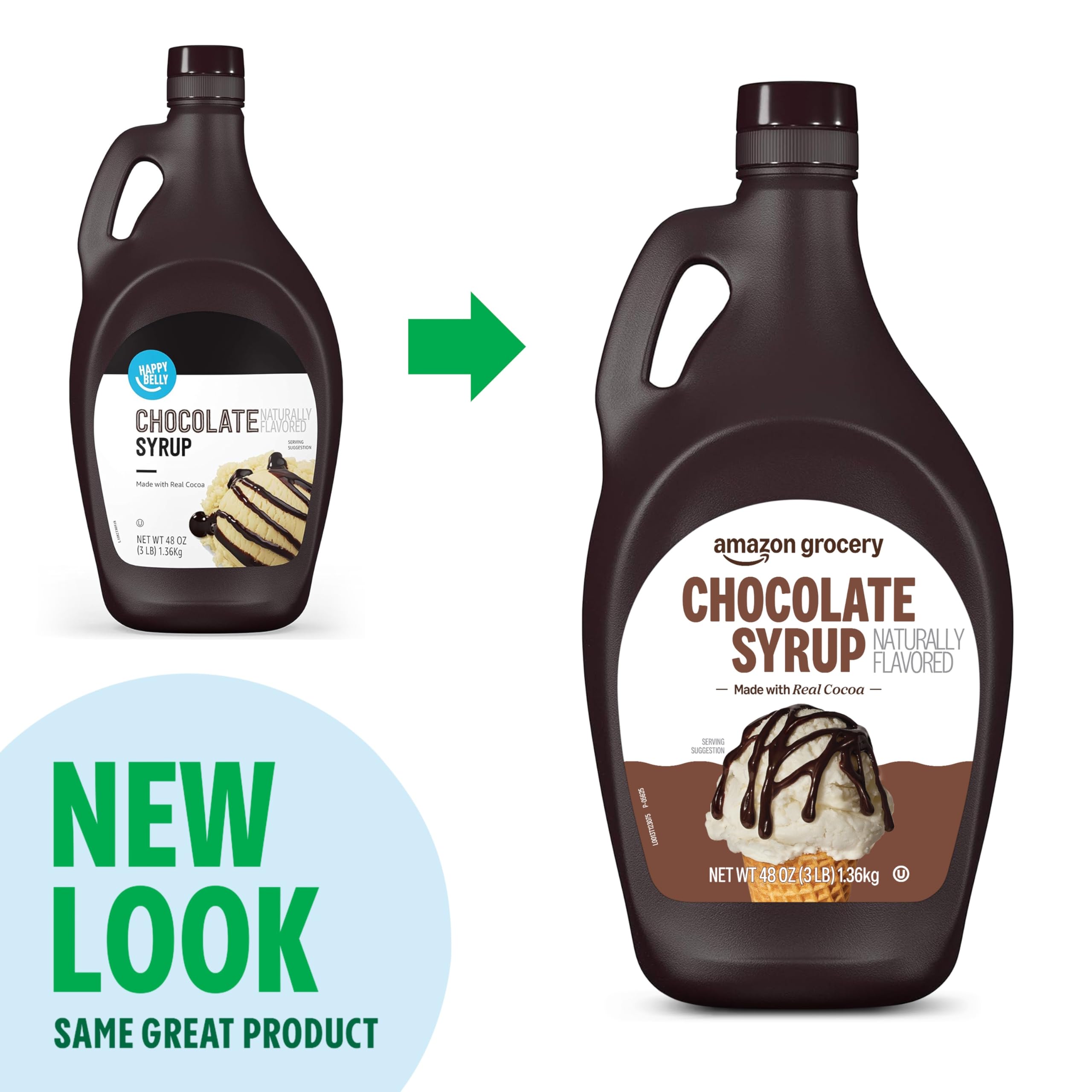 Amazon Brand - Happy Belly Chocolate Syrup, 48 oz, 3 Pound (Pack of 1)