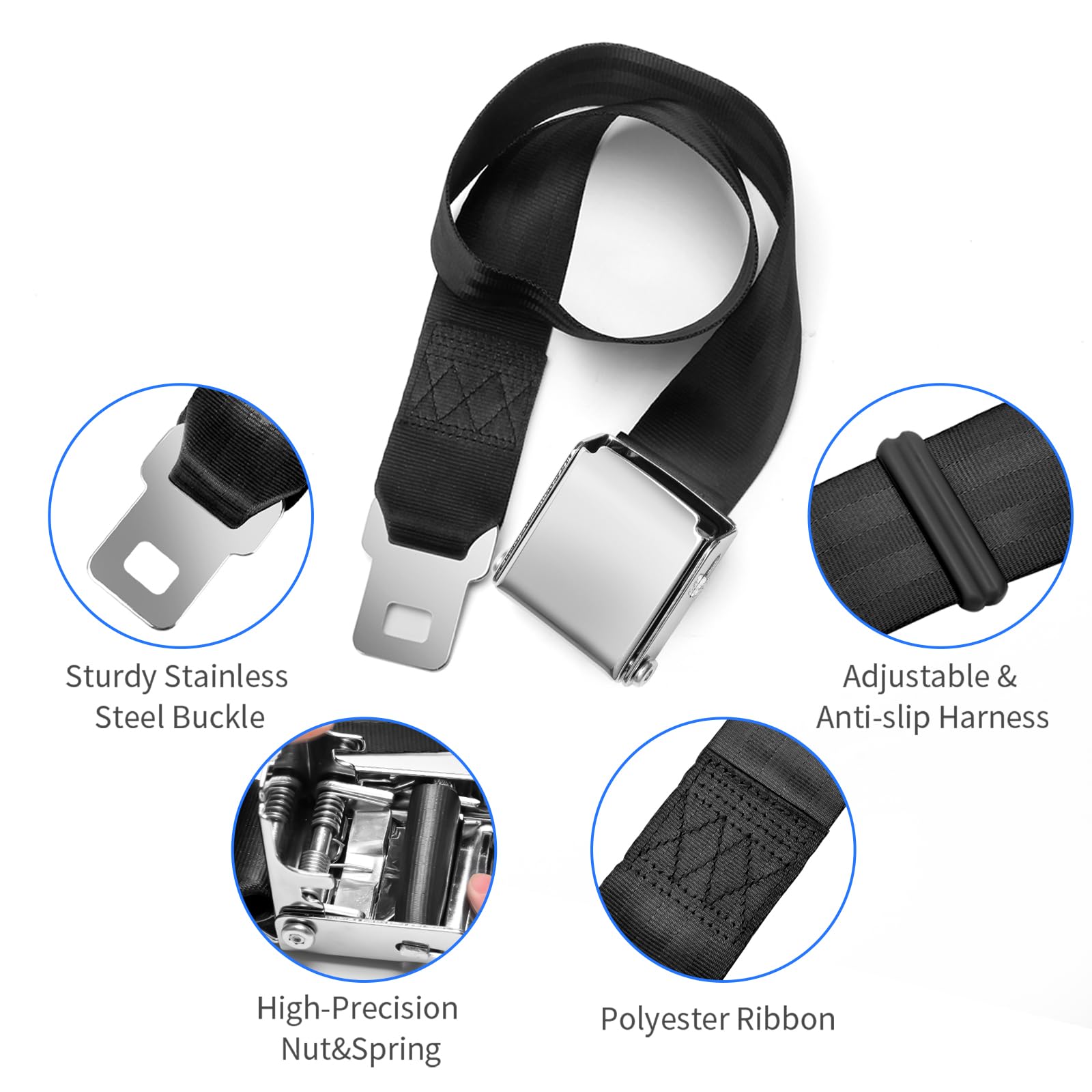 Coolrunner Airplane Seat Belt Extender, Adjustable 7-32" Airplane Seatbelt Extender Fits Most Airlines Free Carrying Case Black(Cannot be Used for a Car)