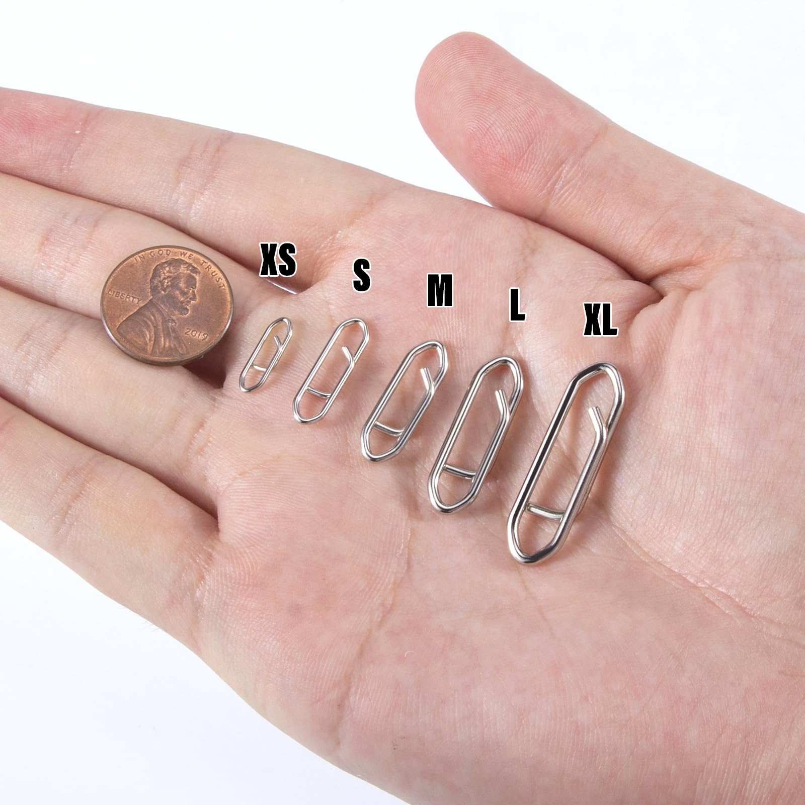 Alwonder 50PCS Fishing Power Speed Clips, High Strength Stainless Steel Speed Clip for Fishing Lure Quick Change, Freshwater Saltwater Crankbait Popper Lures Quick Snap Connector Tackle-25LB