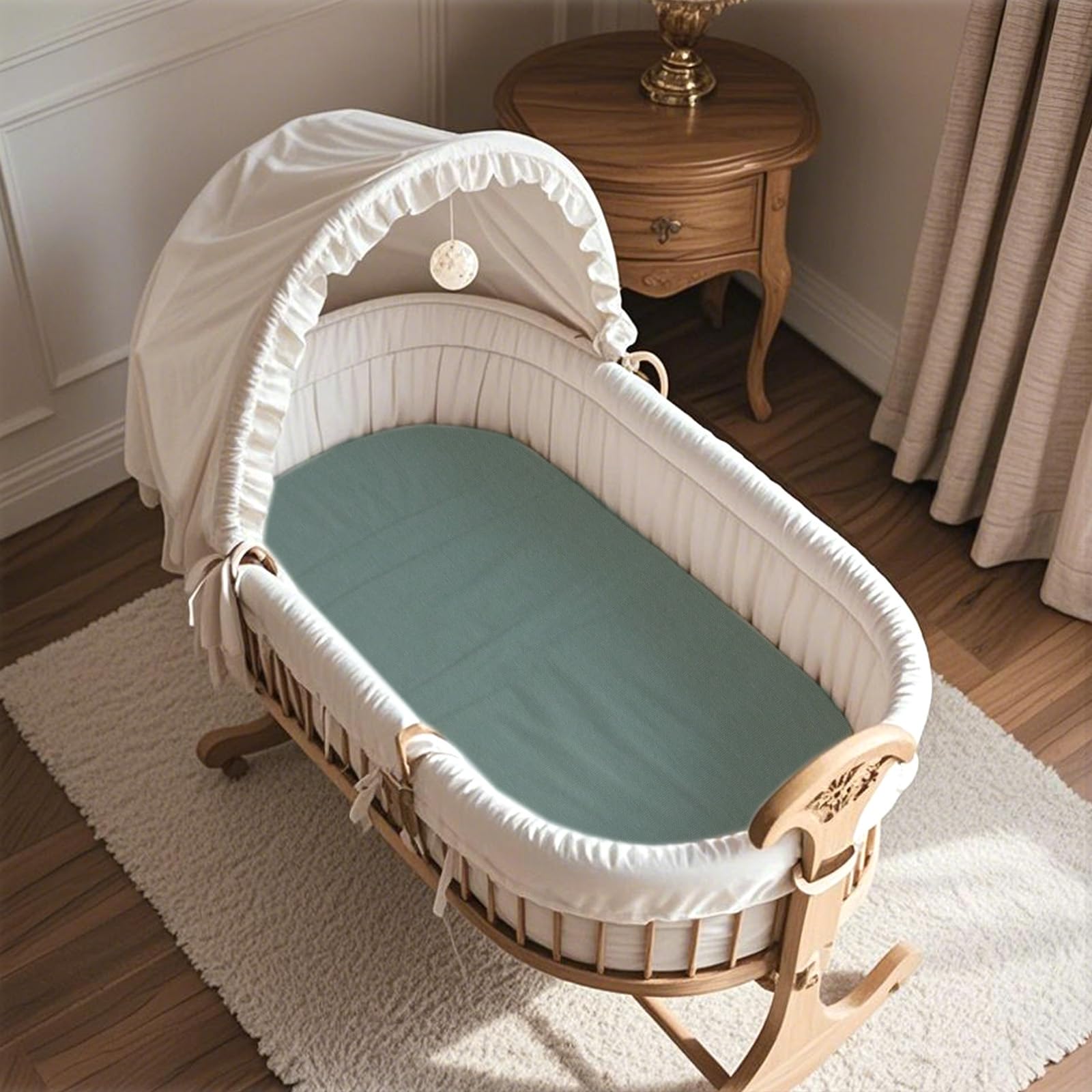 4 Pack Bassinet Sheets (19" x 33"), Compatible with Baby Delight Beside Me Dreamer and Dream On Me Skylar/Lotus/Traveler Baby Bassinet, Soft and Skin-Friendly, Mint Green and Color Rainbow