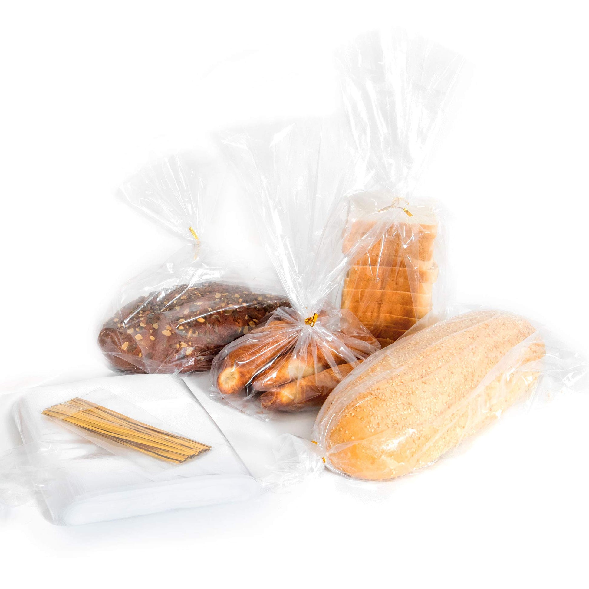 Bread Bags with Ties, Reusable,100 Clear Bags and 100 Ties, Bread Bags For Homemade Bread And Bakery Loaf Adjustable Reusable(100)