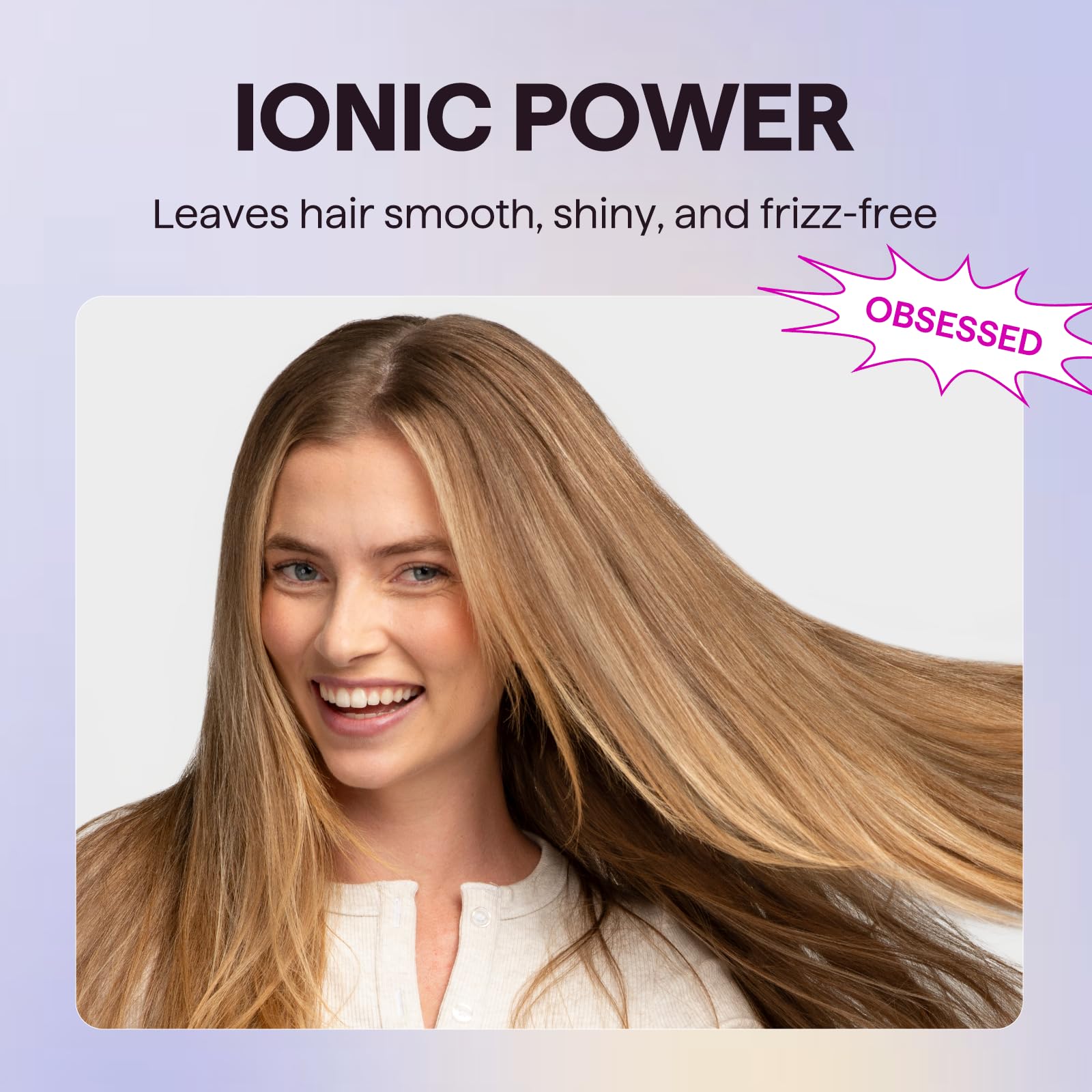 Wavytalk Hair Dryer, Blown Away Ionic Hair Dryer for Curly Hair with Diffuser, 1875W Fast Drying Blow Dryer with Ceramic Technology, 3 Attachments for All Hair Types, Light and Quiet, Rose Gold