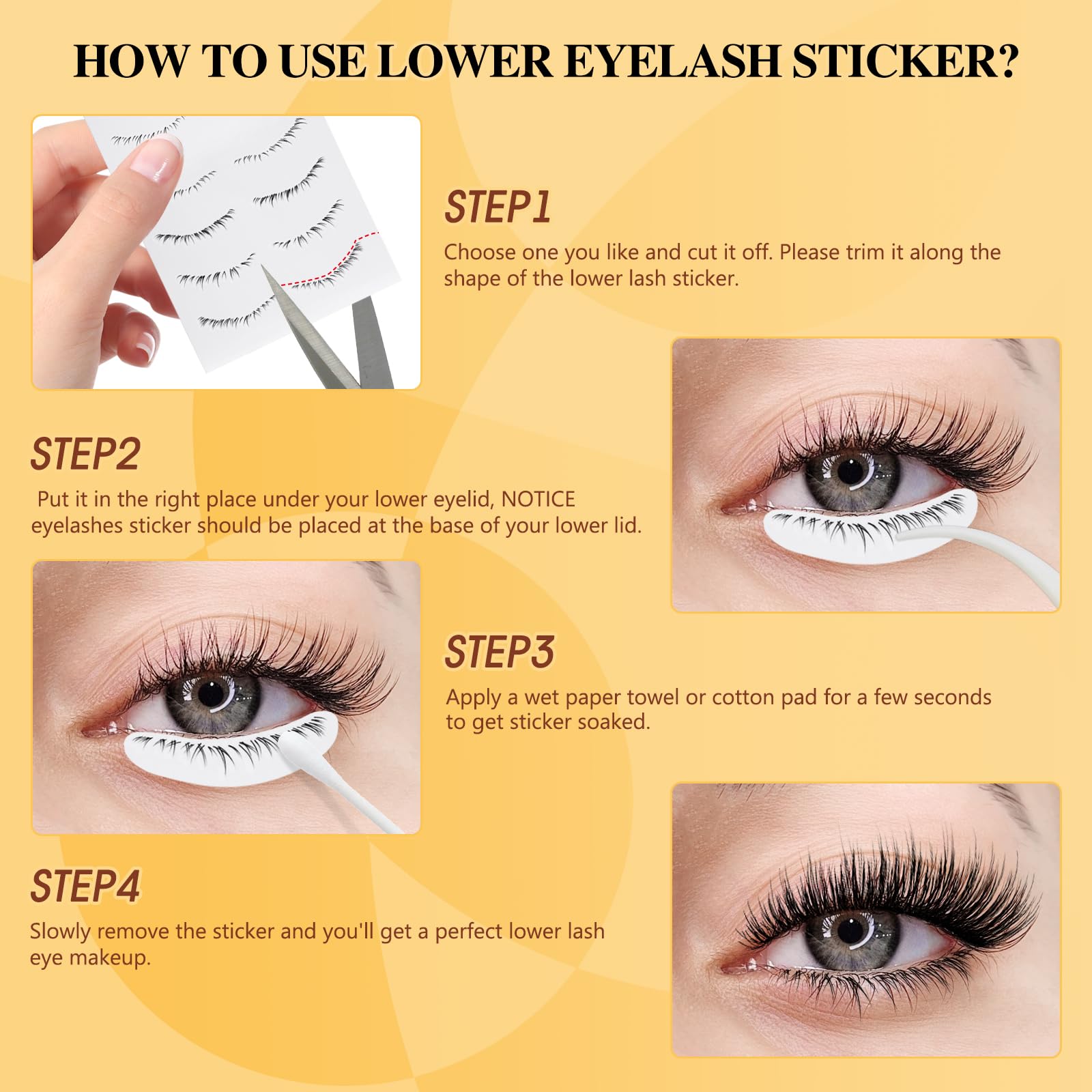 QUEWEL 4 Pairs Magnetic Eyelashes Natural Look, Reusable Magnetic Eyelashes with Applicator, No Glue Needed Lash Clusters Kit, Easy to Wear and Remove(4 Pairs-A02)