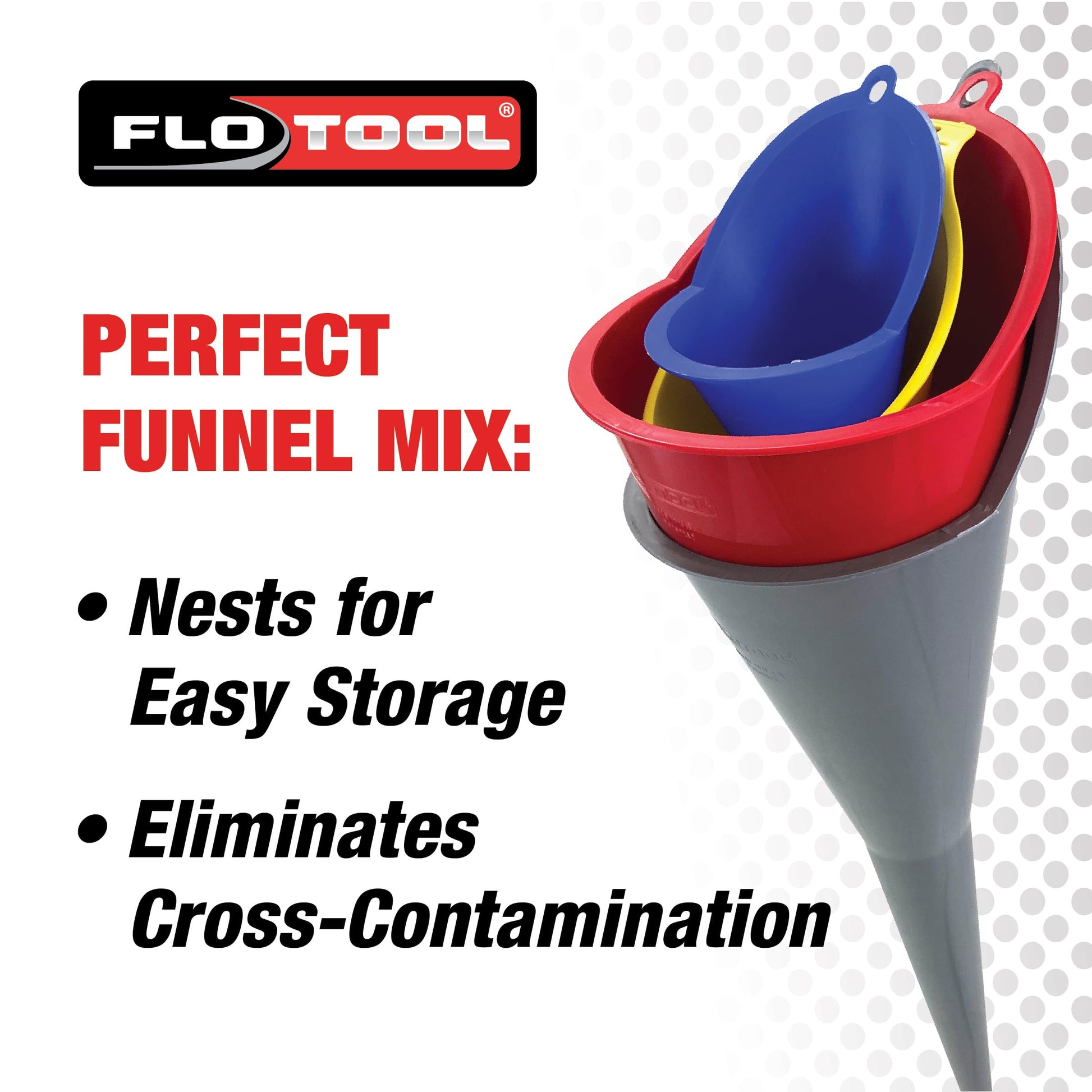 FloTool 10712MX4 Super Quad Funnel for Oil, Lubricant and Other Fluids, 4pk