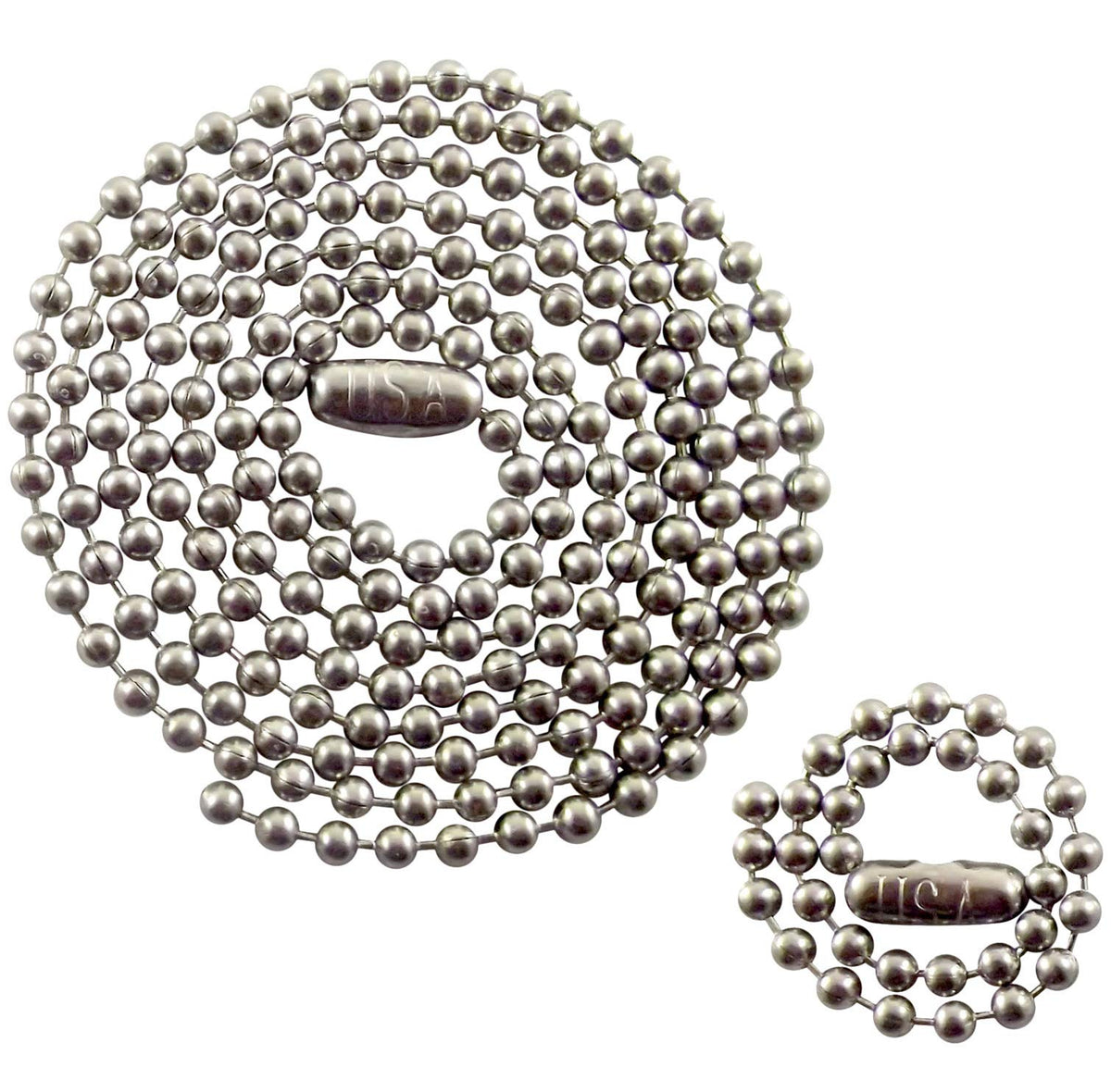 Stainless Steel Military Dog Tag Chain Set, 27 inch and 4.5 inch Ball Chains, 2.4mm #3 Size Chain