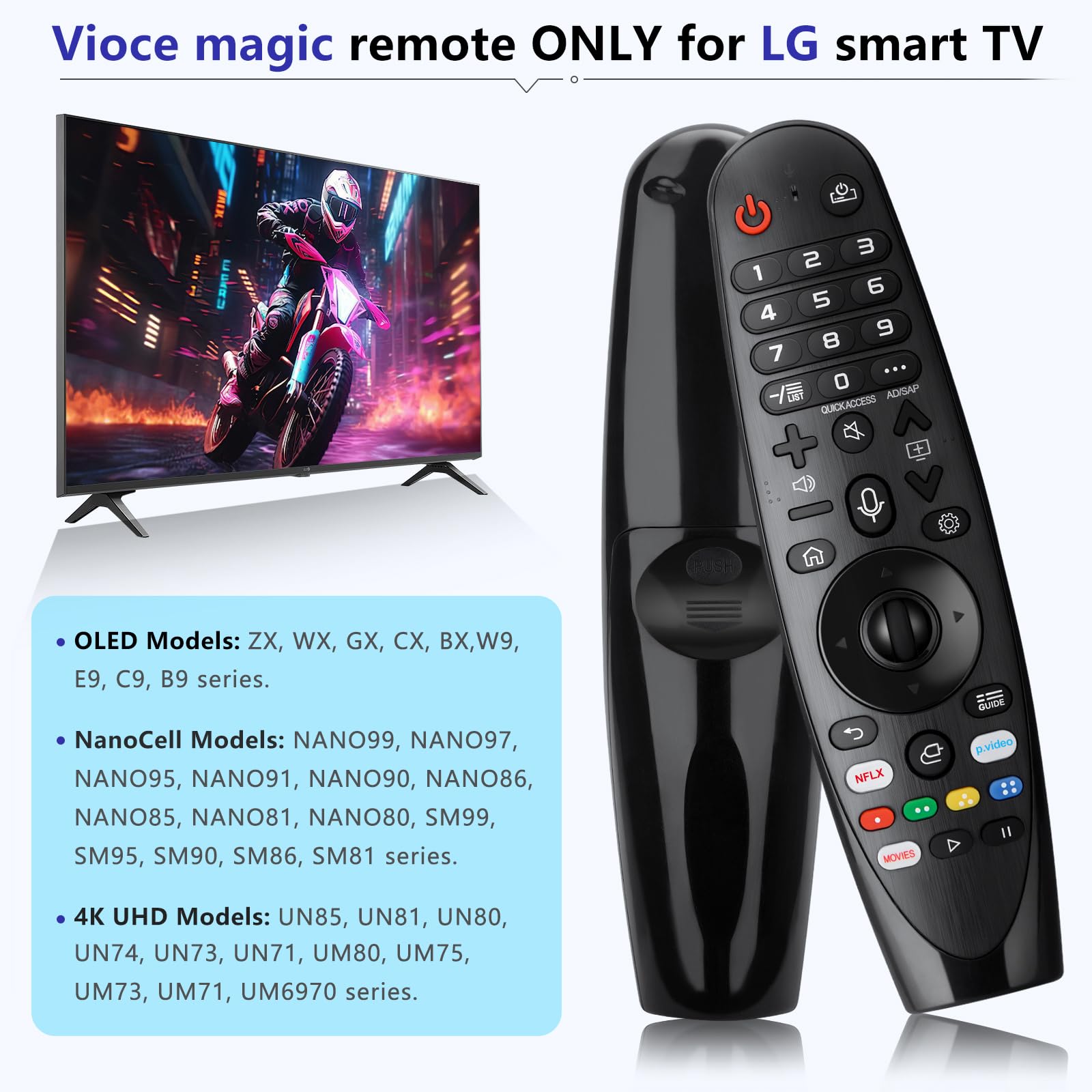 Voice-Magic-for-LG-TV-Remote-Control-Replacement Compatible with LG Smart OLED Thinq Webos TVs for AKB75855501 AN-MR24gn MR23gn MR22gn MR21ga MR20ga