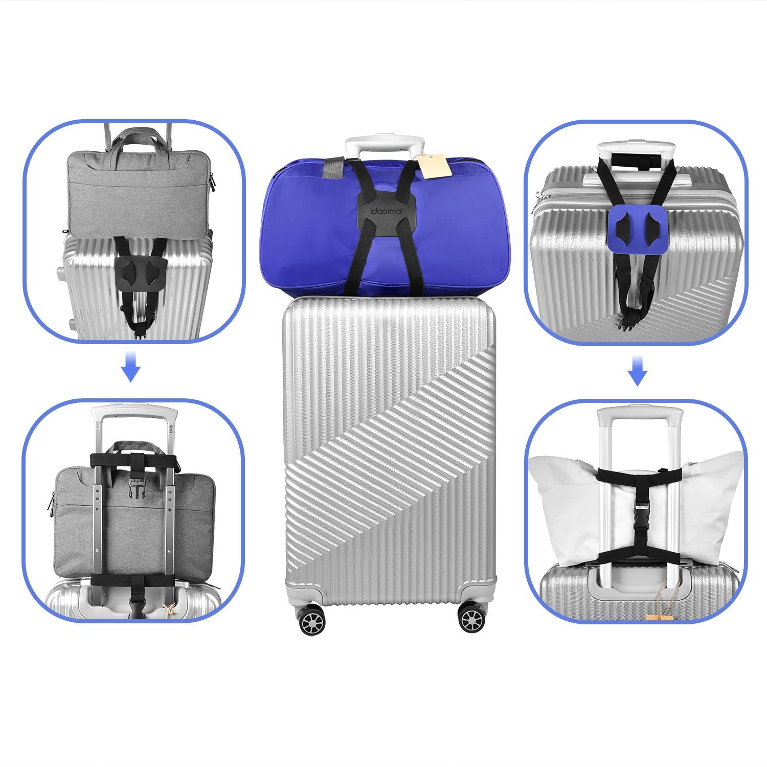 Luggage Straps Bag Bungee， Luggage Straps Suitcase Adjustable Belt，Add a Bag Easy to Travel Suitcase Elastic Strap Belt – (Black)