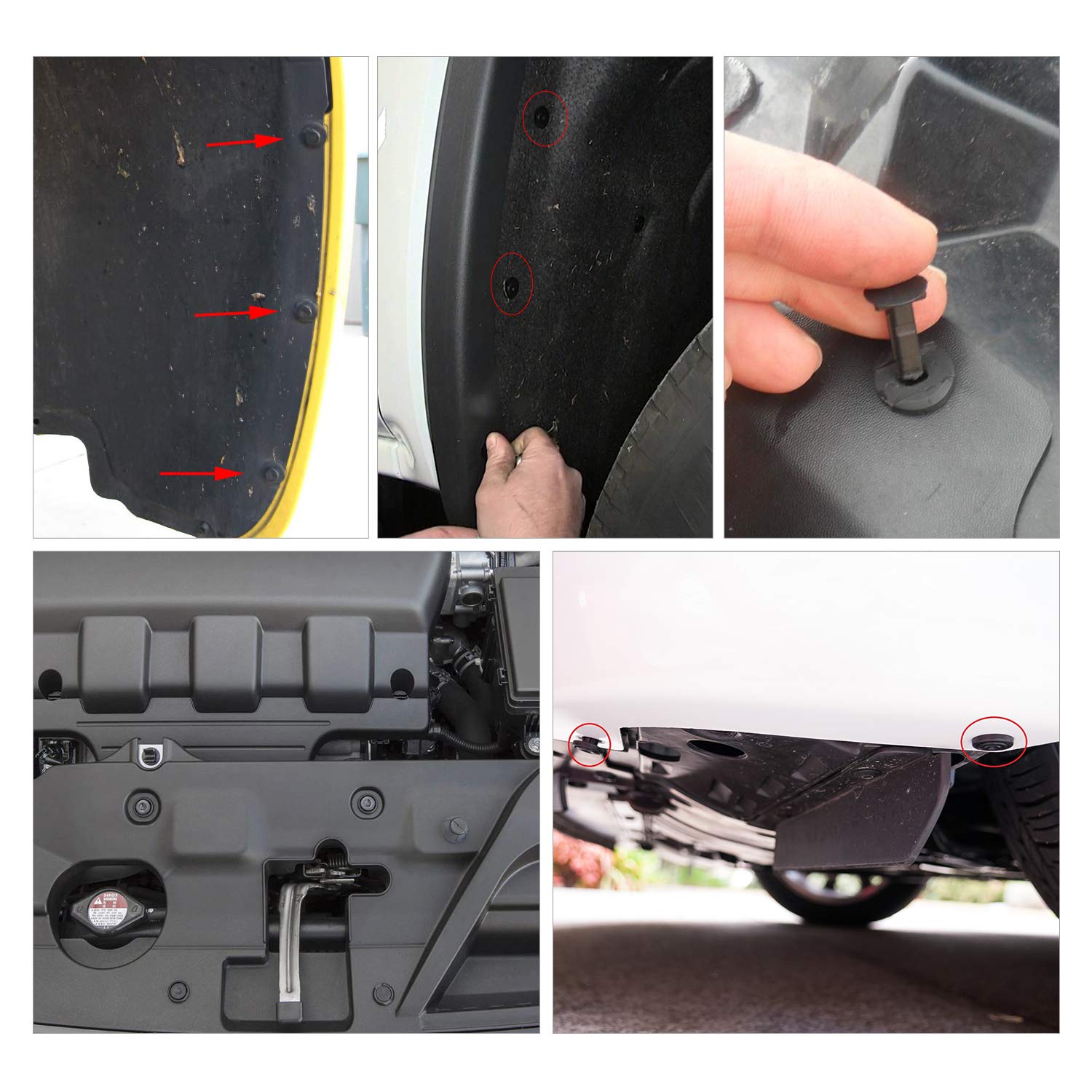 GOOACC - GRC-47 Universal Plastic Fender Clips,200 Pcs Push Bumper Fastener Rivet Clips with 6 Size Auto Body Retainer Clips Bumpers,Car Fender Replacement for GM, Ford & Ch