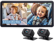 Yakry 2-Kids Baby Car Camera for Seat: 6.9 Inch Ultrawide Display with Two Cameras Rear Facing - USB Powered Backseat Camera HD 1080P Easy to Install
