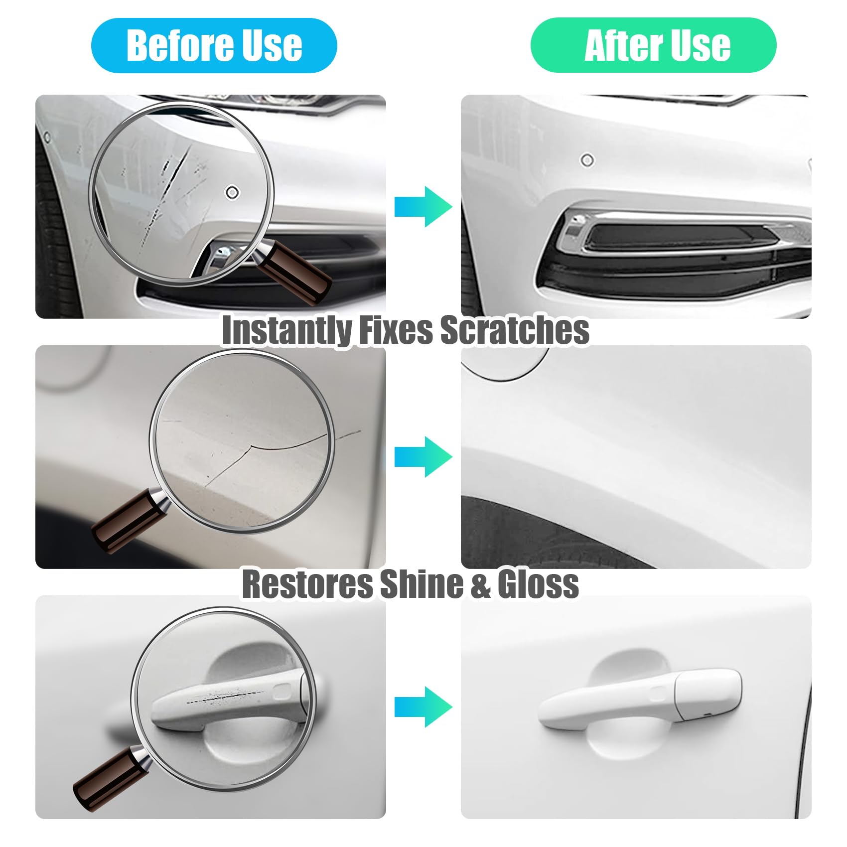 Nano Sparkle Cloth Car Scratch Remover - Advanced Nano Scratch Fix Tool - Easily Removes Small Scratches, Swirls, Residue & Water Spots - Restores Car Paint to Original, Like-New Shine 3Pcs