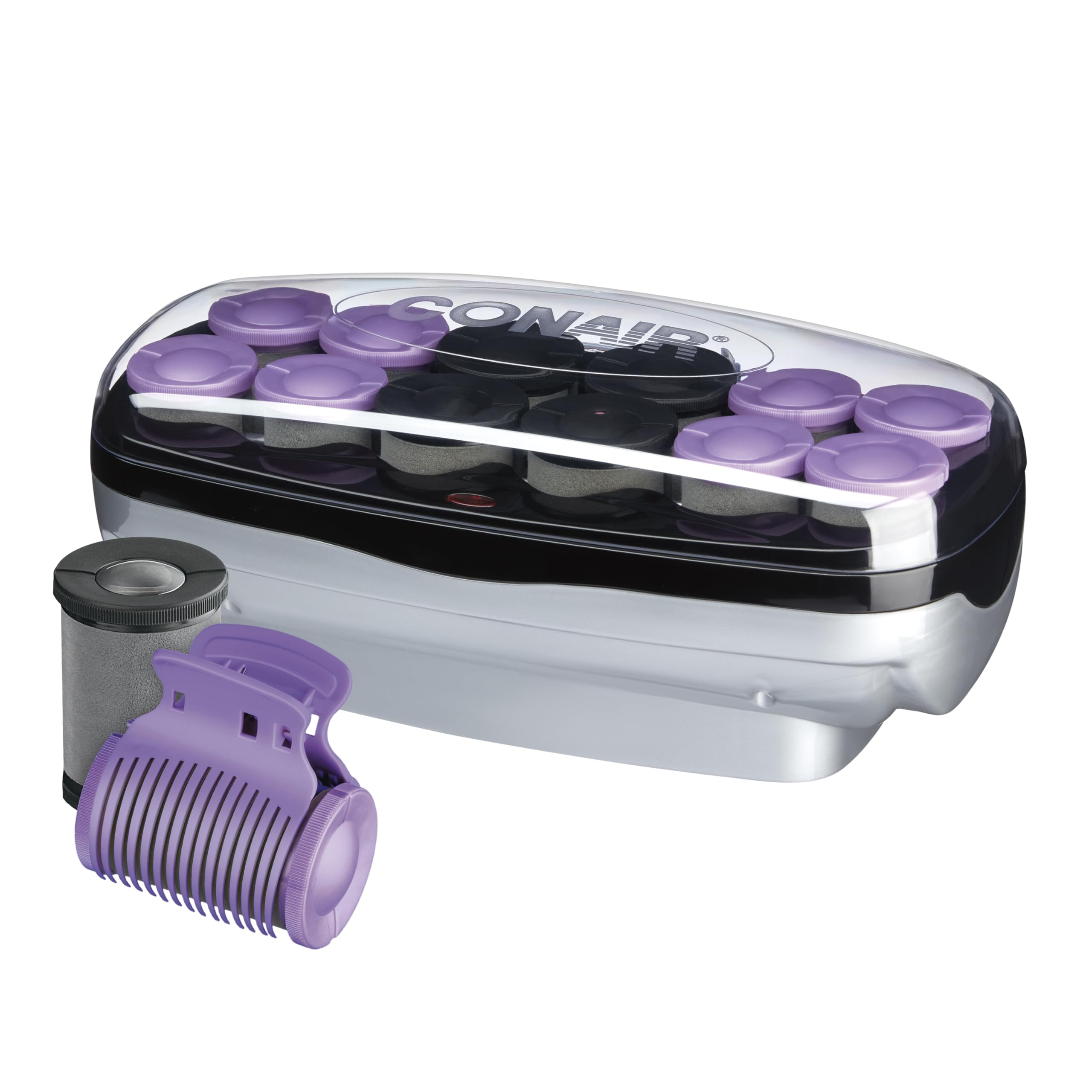Conair Hot Rollers for Long, Medium & Short Hair, 12 Ceramic Flocked 11/2-Inch and 13/4-Inch Heated Hair Rollers with Clips, Hot Curlers for Women, Volume & Curls, Exclusive