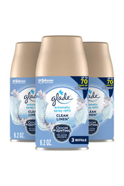 Glade Automatic Spray Air Freshener Refill, Scented Air Freshener for Home and Bathroom, Clean Linen, 6.2 Oz, 3 Count