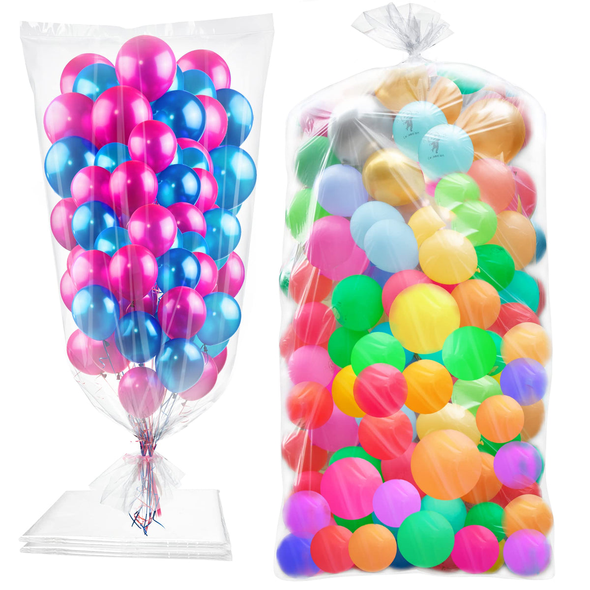 2 Stück 250 x 150 cm große Ballontaschen für den Transport, große Plastik-Ballonaufbewahrungstasche, transparente Ballontropfenbeutel, riesige Trage-Aufbewahrungstaschen für Hochzeits- und Geburtstagsfeiern