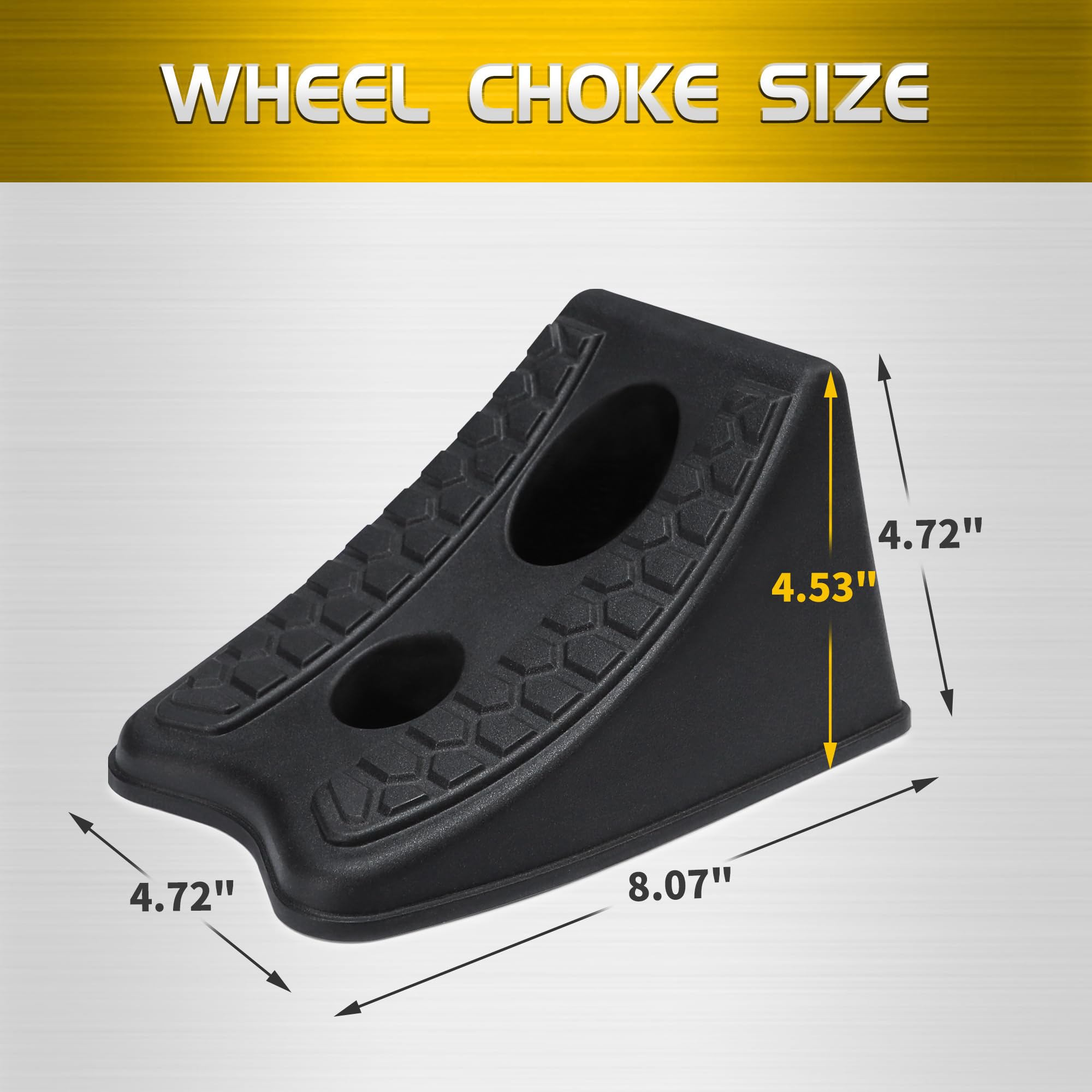 TONDA Wheel Chocks, Heavy Duty Wheel Wedge for Car, Travel Trailer, RV - 8"×4.7"×4.7" - 4 Pack, Black