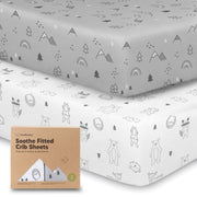 KeaBabies 2er-Pack Bio-Spannbettlaken für Jungen, Mädchen – 52x28 cm Spannbettlaken neutral, atmungsaktiver Jersey-Baumwollbezug für Babybett, Kleinkindmatratze, weiche und niedliche Prints (Waldtiere)