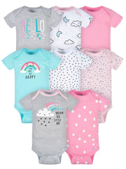 Gerber Baby 8er-Pack Kurzarm-Bodys, Wolken, 0-3 Monate