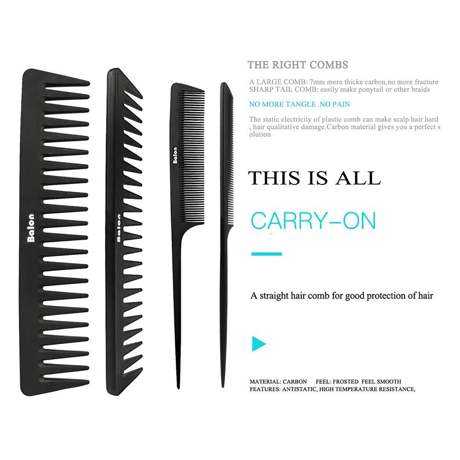 Balon Hair Brush for Women and Men, 4Pcs Paddle Brush Detangling Brush Hair Comb Set for Long Thick Thin Curly Hair, Hairbrush Great On Wet or Dry, No More Tangle