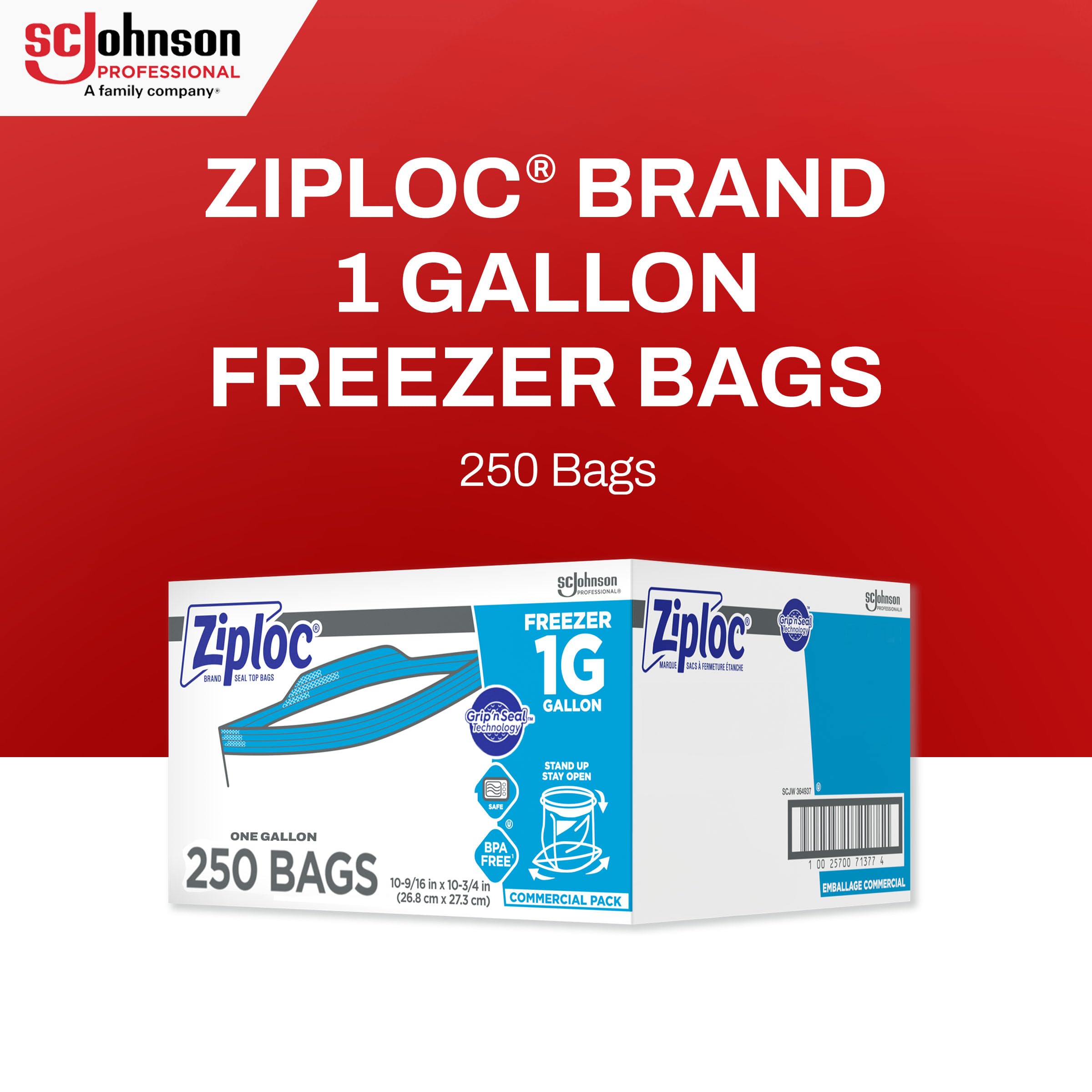 Ziploc® Freezer And Storage Bags, 1 Gallon, Box Of 250 Bags