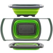 Qimh Colander collapsible, Colander Strainer Over The Sink Vegetable Fruit Strainer Basket (6 Quart) with Extendable Handles, New Kitchen Essentials