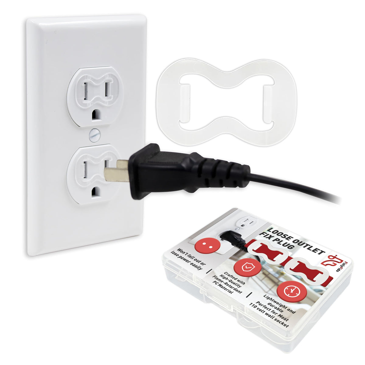 15-Pack Loose Outlet Fix Plug - Ensure Secure Connection for Power Plugs - Socket Extender Prevents Loose Socket Issues - Easily Fix Loose Outlets - Won't Fall Out or Cut Off Electricity